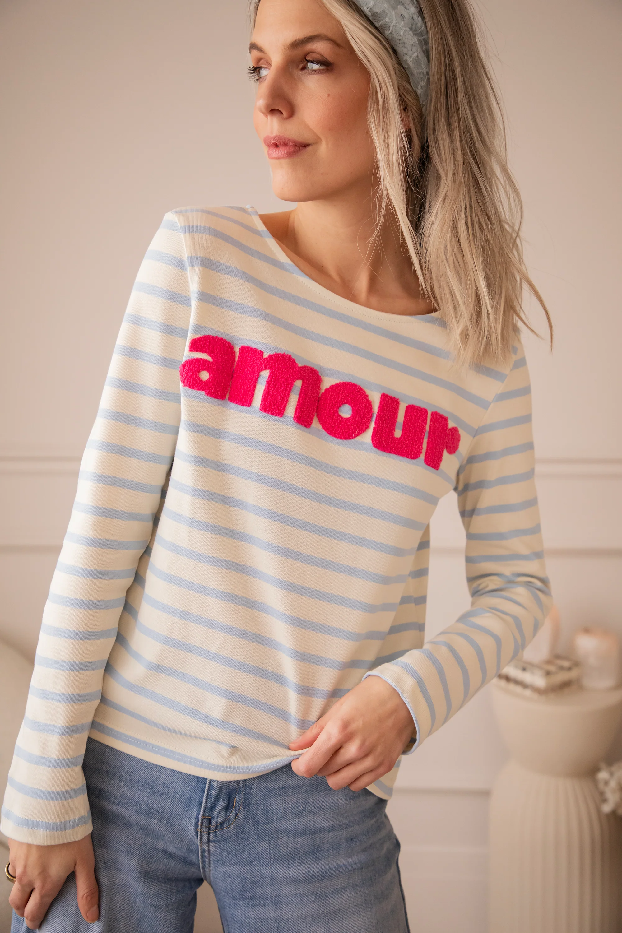 Amour Stripes Baby Blue/Fuchsia - Longsleeve - Image 2