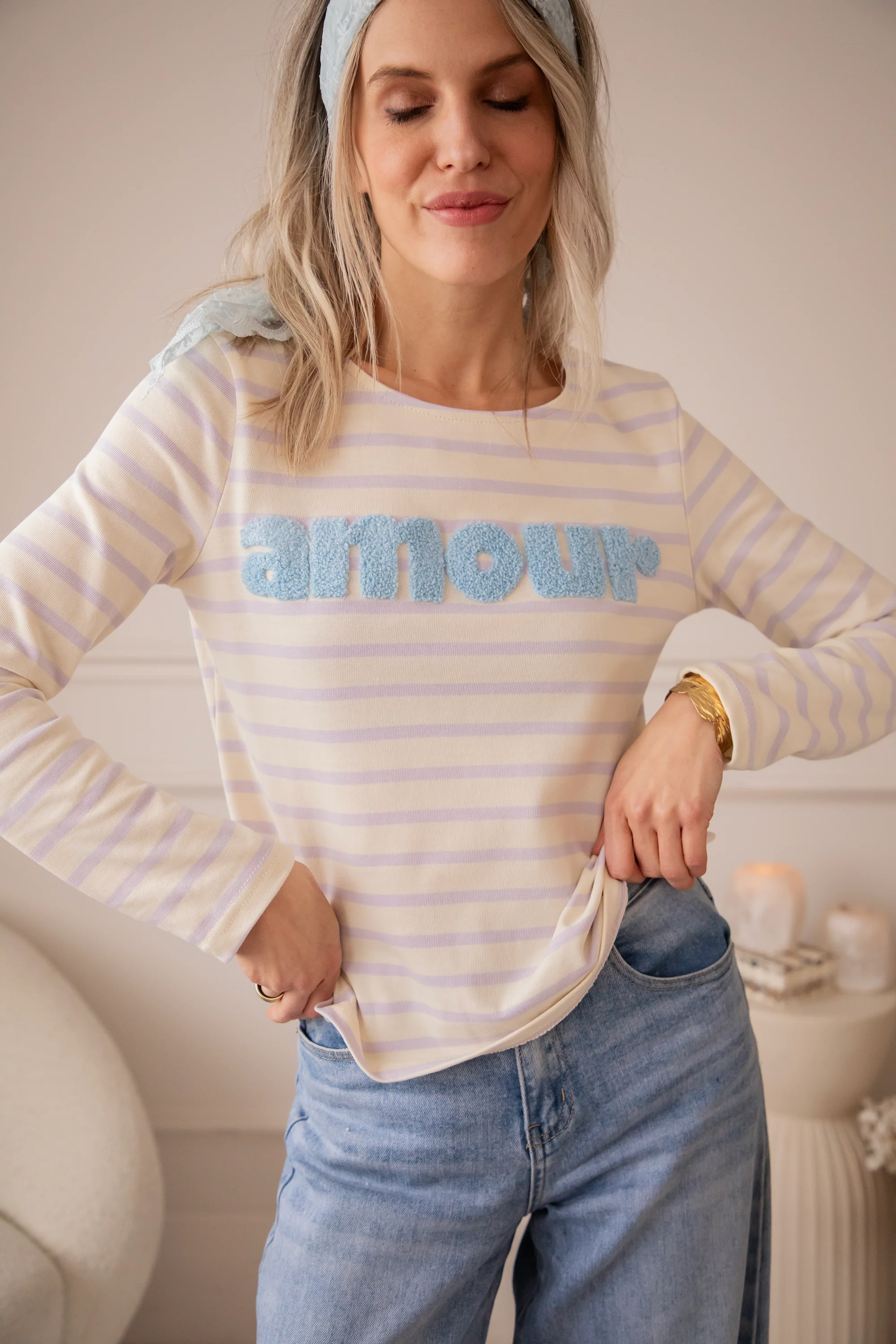Amour Stripes Lila/Blue - Longsleeve - Image 2