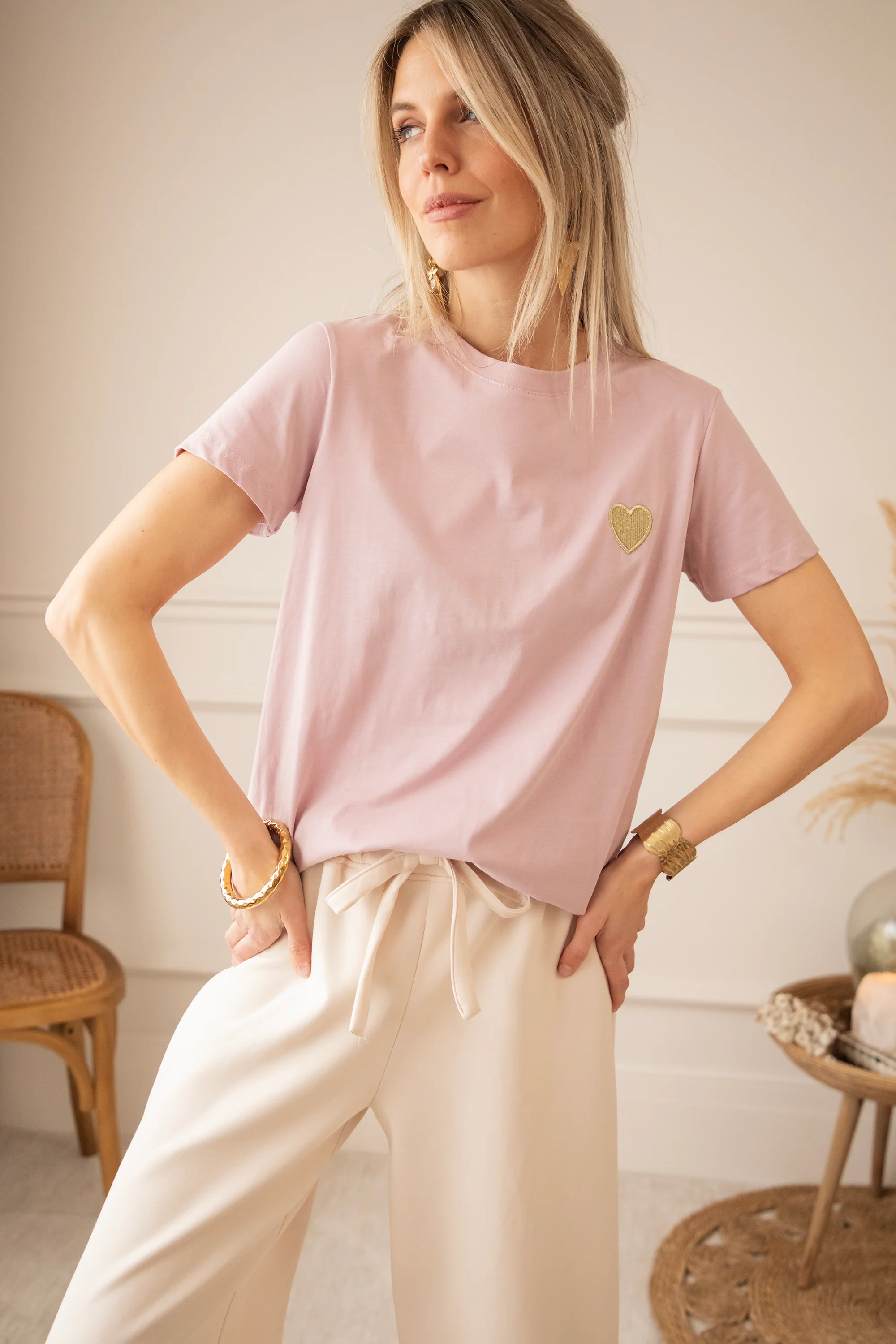 Beating Heart Mauve/Gold - T-Shirt - Image 3