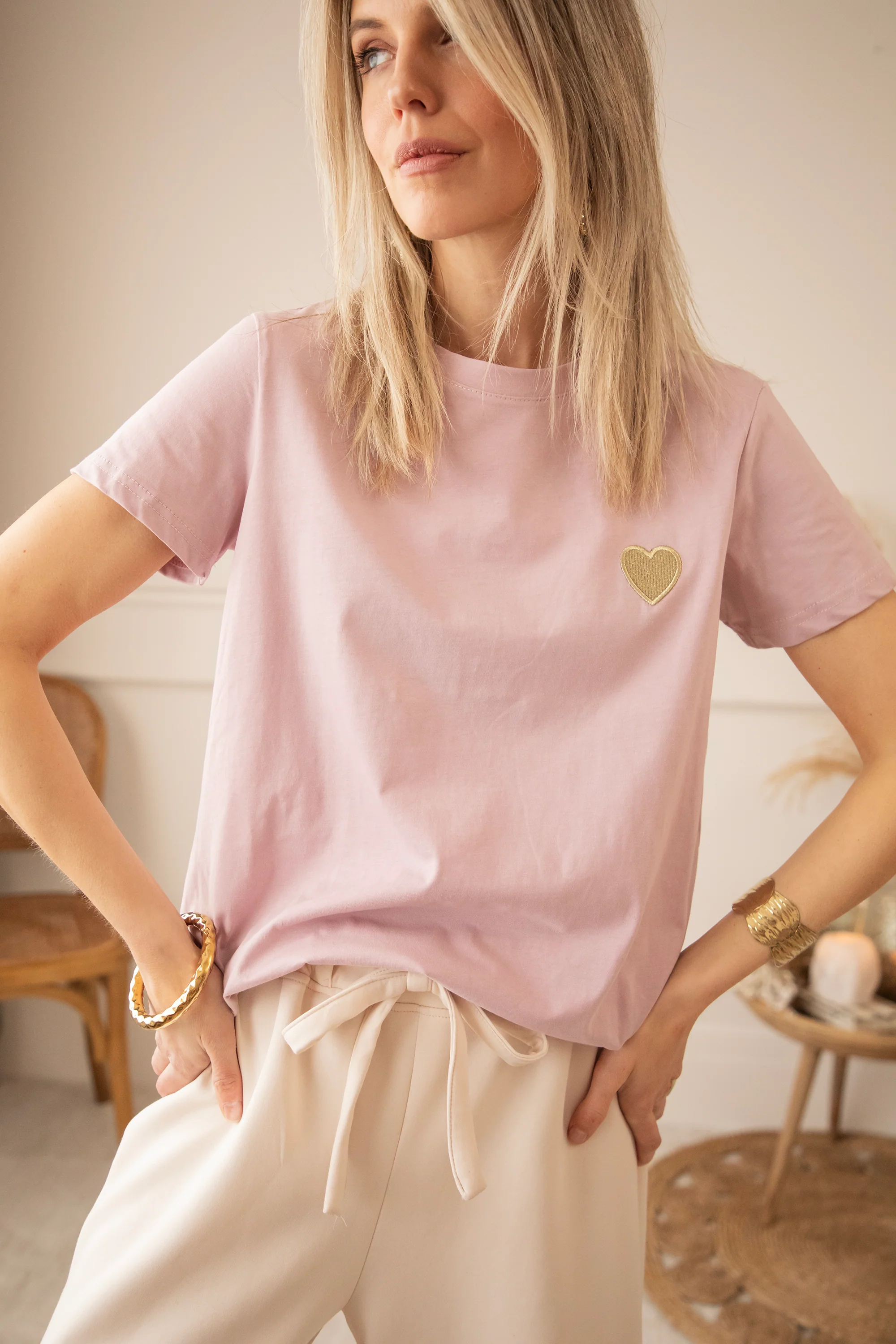 Beating Heart Mauve/Gold - T-Shirt - Image 9