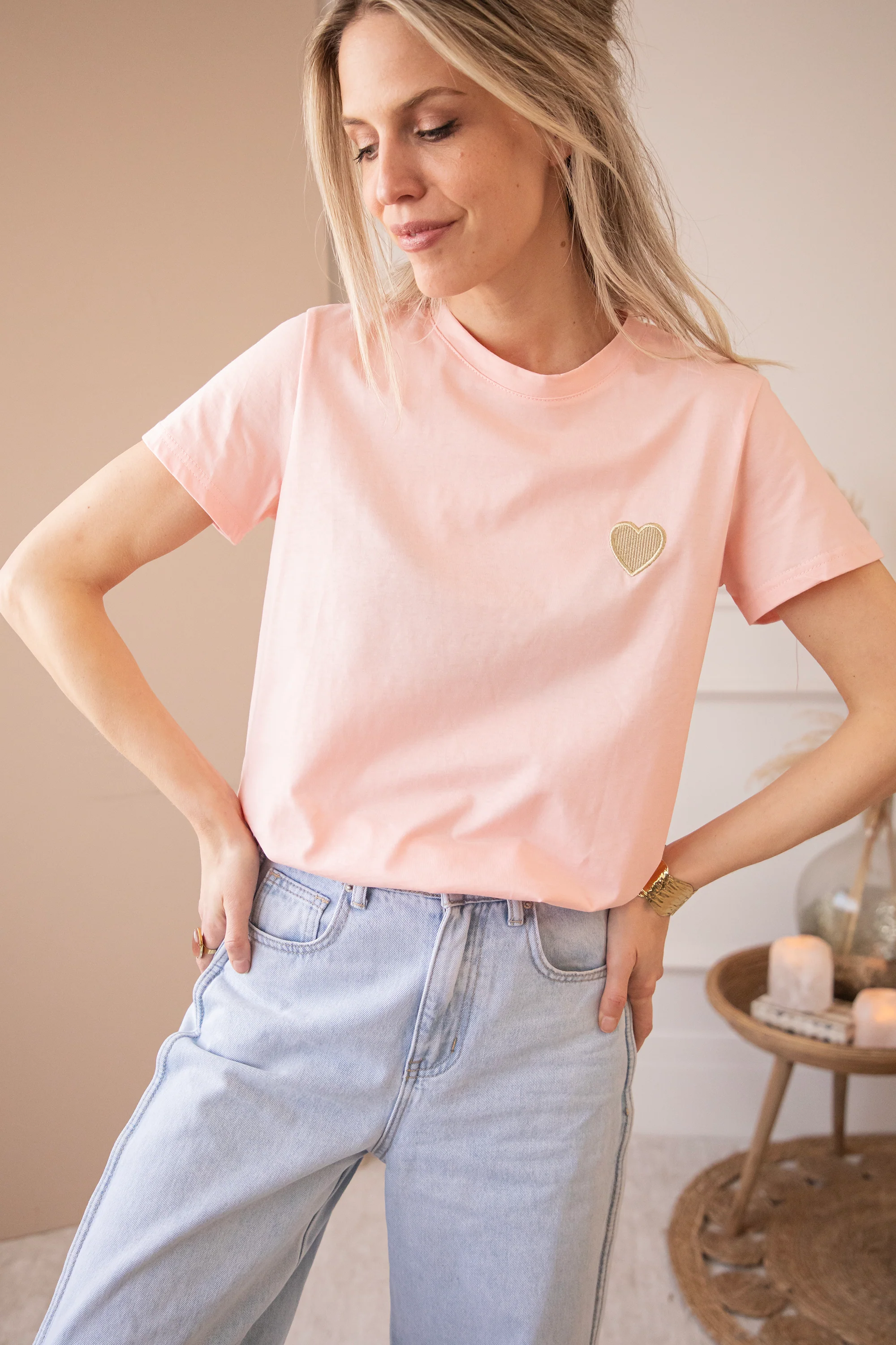 Beating Heart Sweet Pink/Gold - T-Shirt