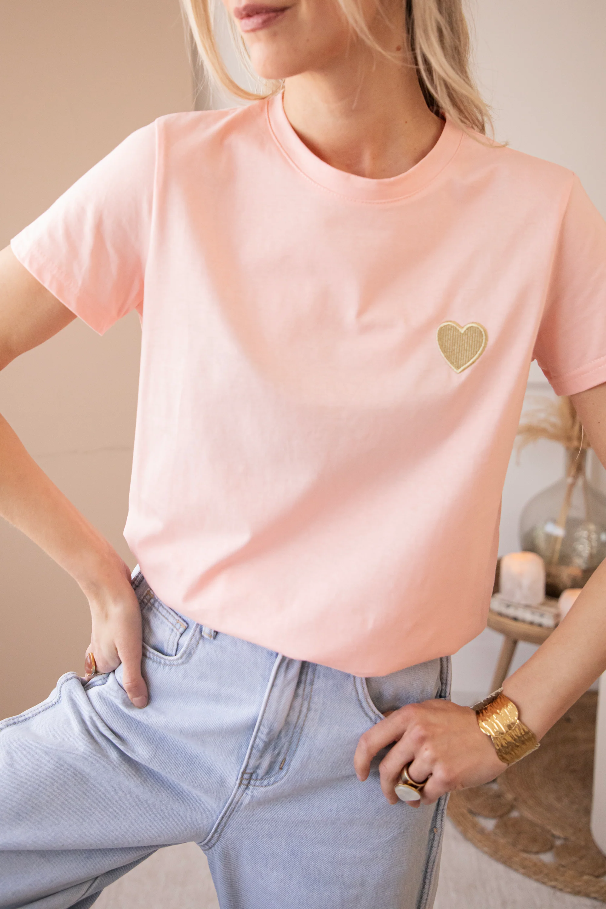 Beating Heart Sweet Pink/Gold - T-Shirt - Image 2