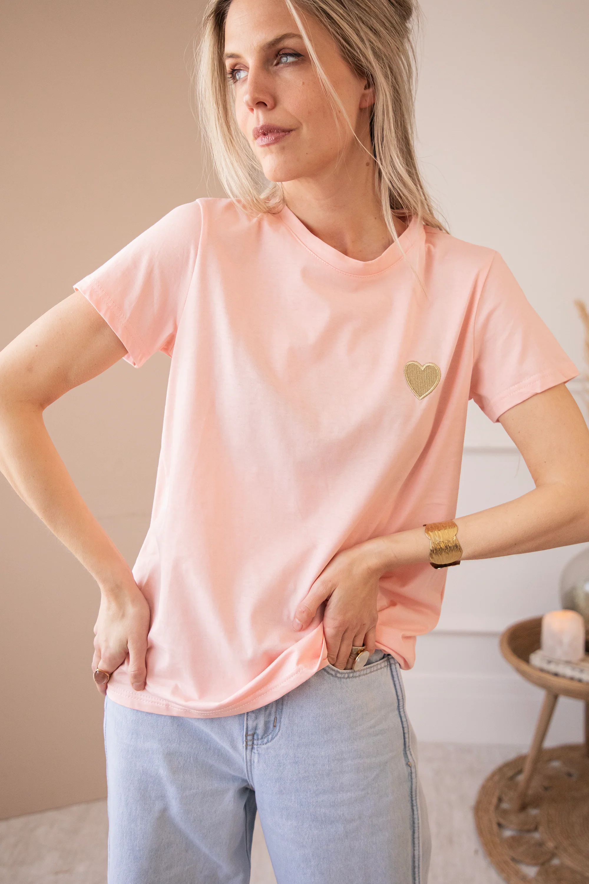 Beating Heart Sweet Pink/Gold - T-Shirt - Image 3