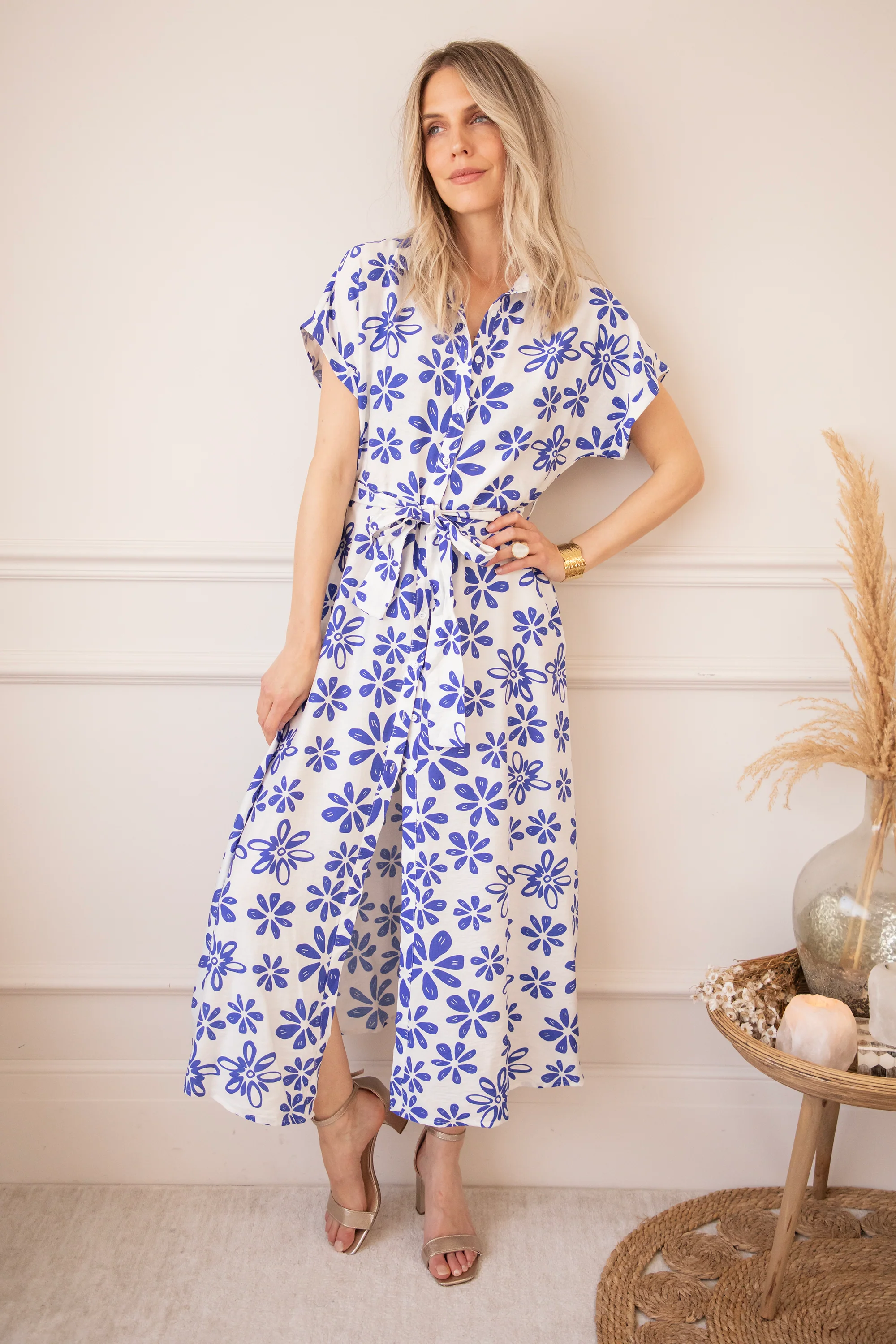 Bloom Oasis White/Dark Blue - Maxi Jurk - Image 2