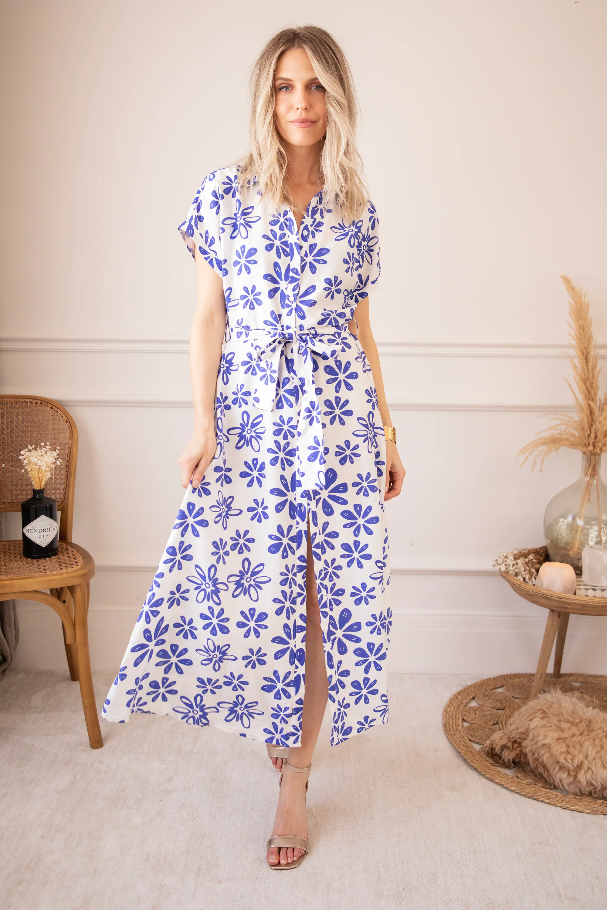 Bloom Oasis White/Dark Blue - Maxi Jurk - Image 4