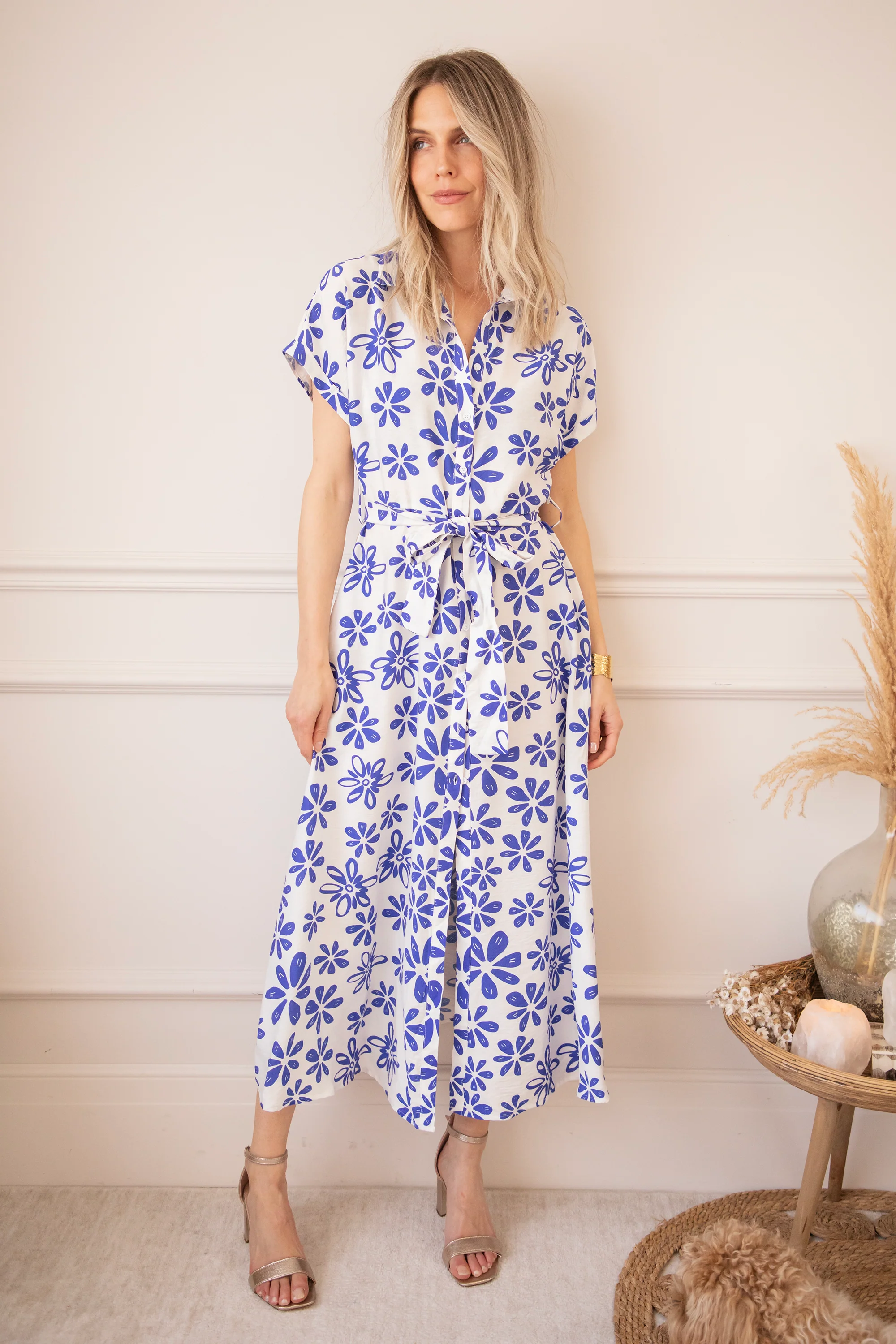 Bloom Oasis White/Dark Blue - Maxi Jurk - Image 6
