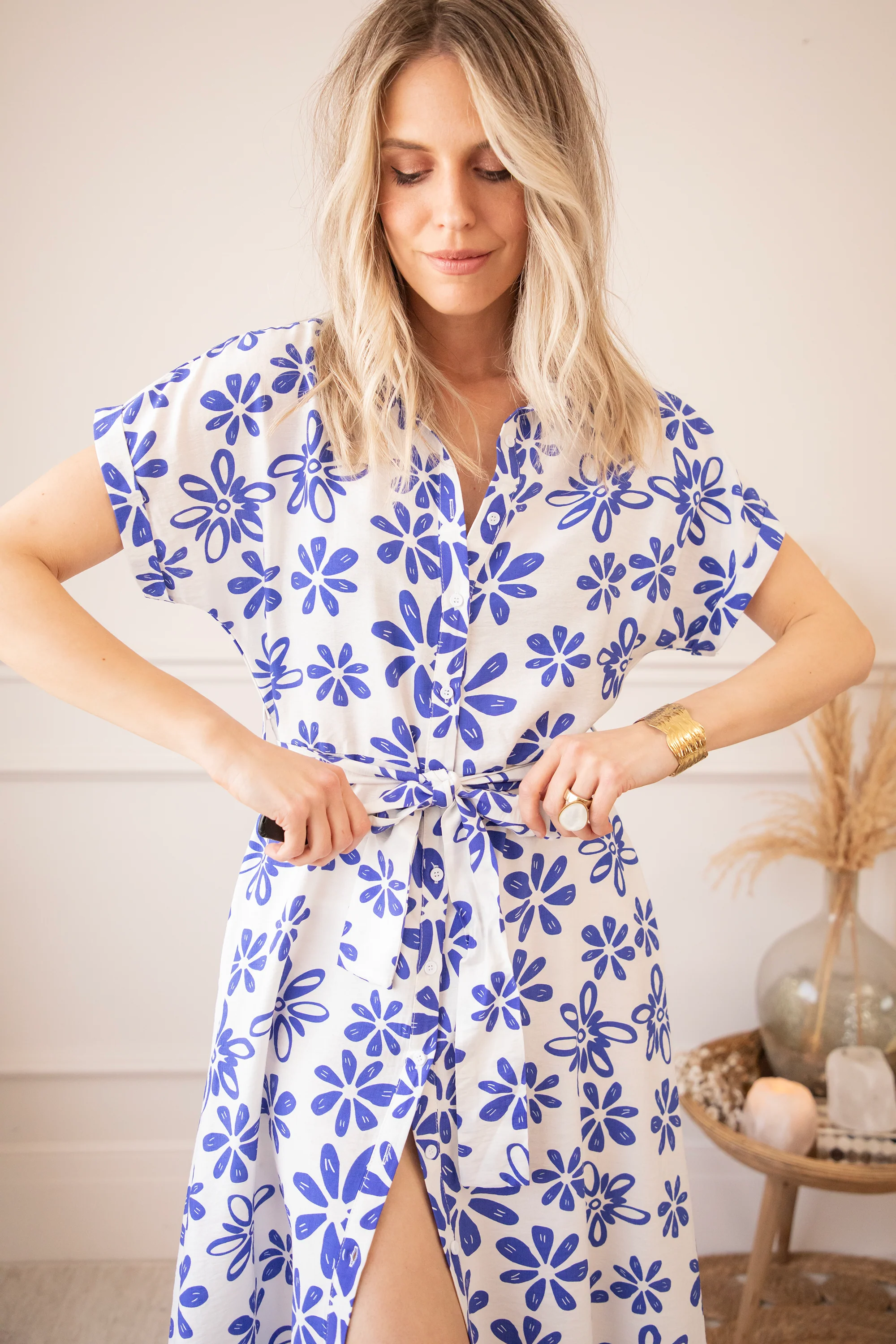 Bloom Oasis White/Dark Blue - Maxi Jurk - Image 7
