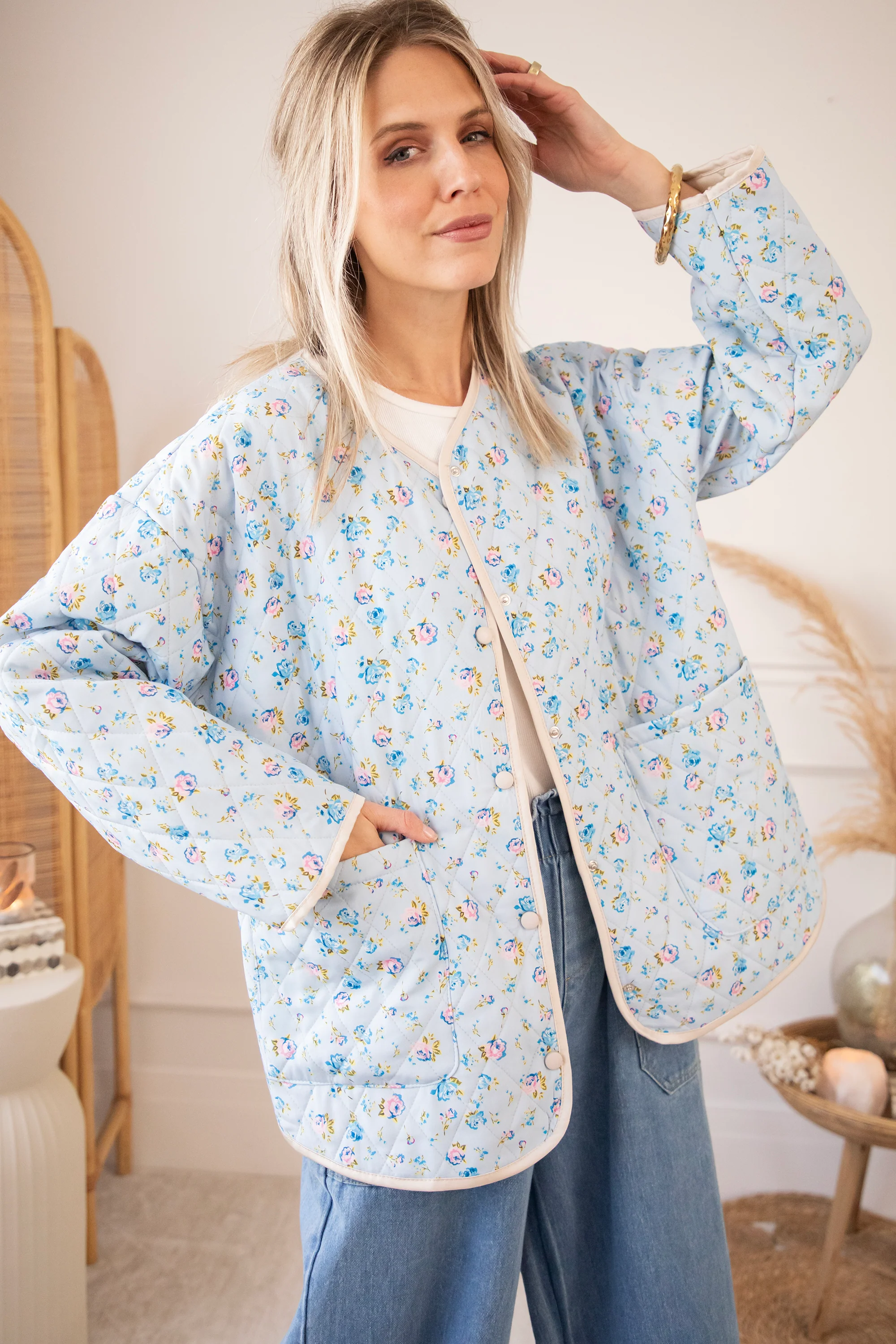 Blooming Quilt Soft Blue/Pink - Jacket