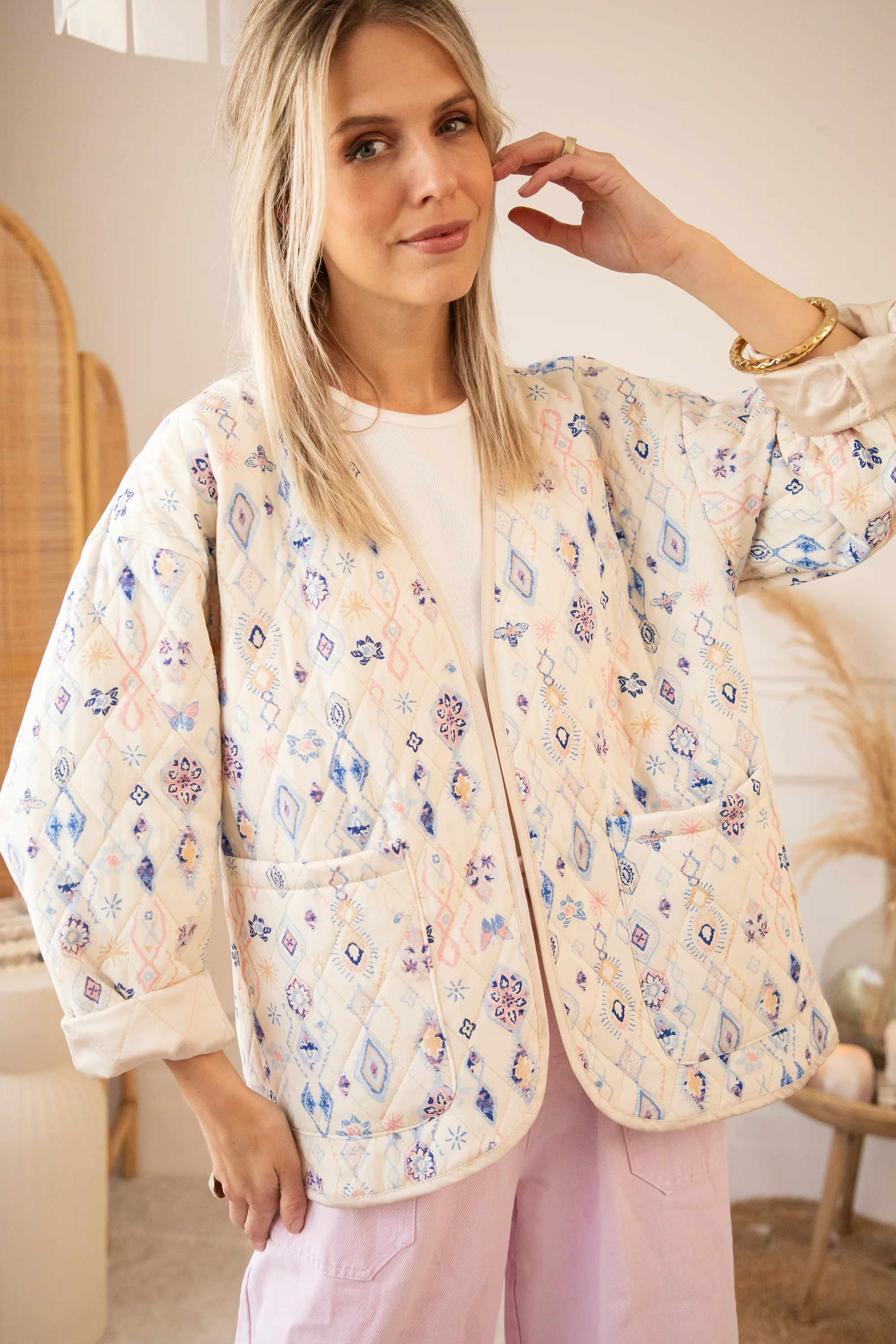 Botanical Quilt Beige/Blue - Jacket