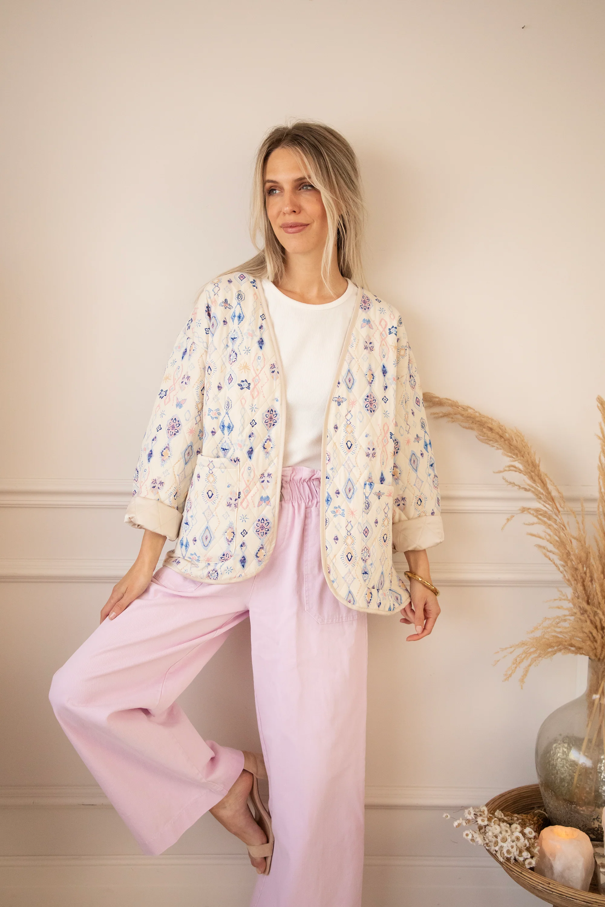 Botanical Quilt Beige/Blue - Jacket - Image 4