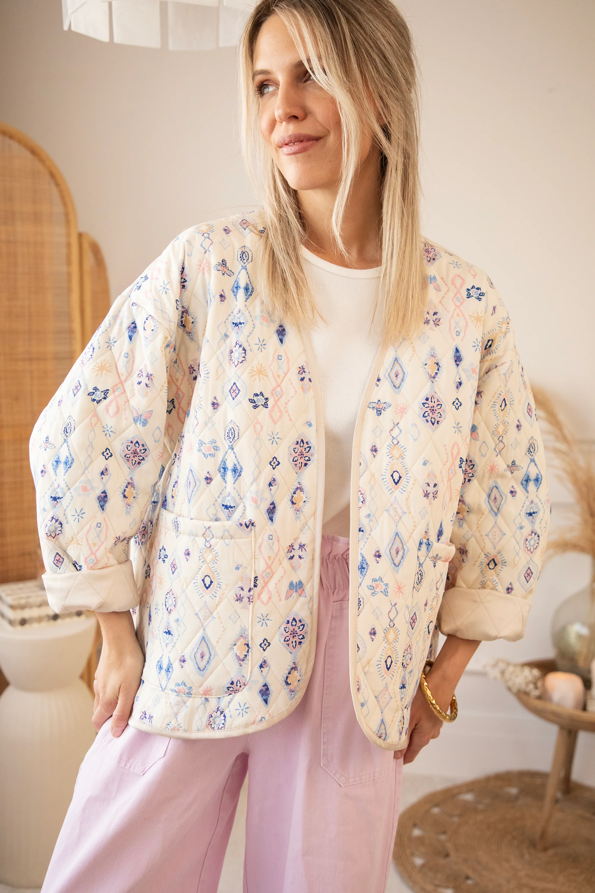 Botanical Quilt Beige/Blue - Jacket - Image 9