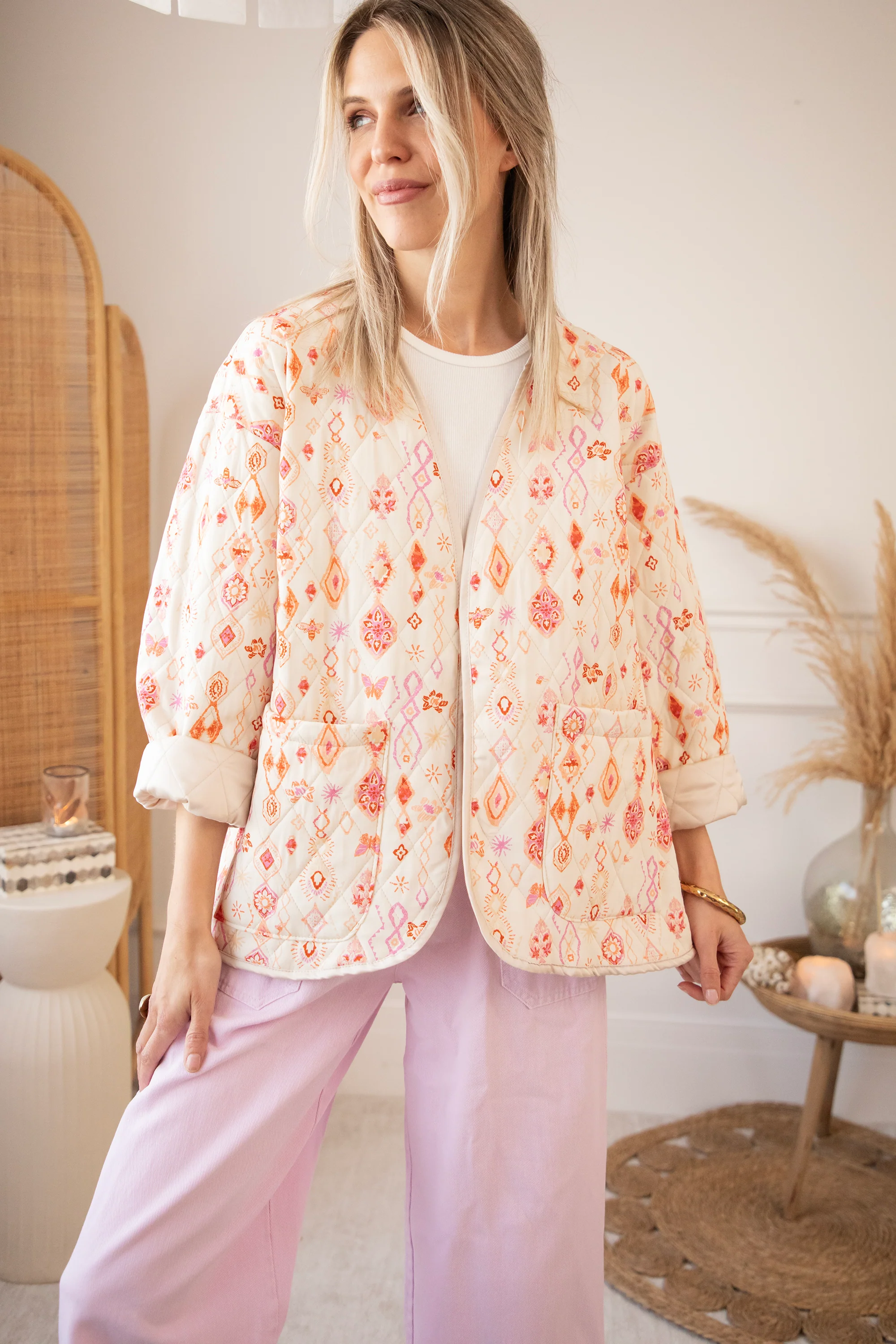 Botanical Quilt  Beige/Pink - Jacket - Image 10