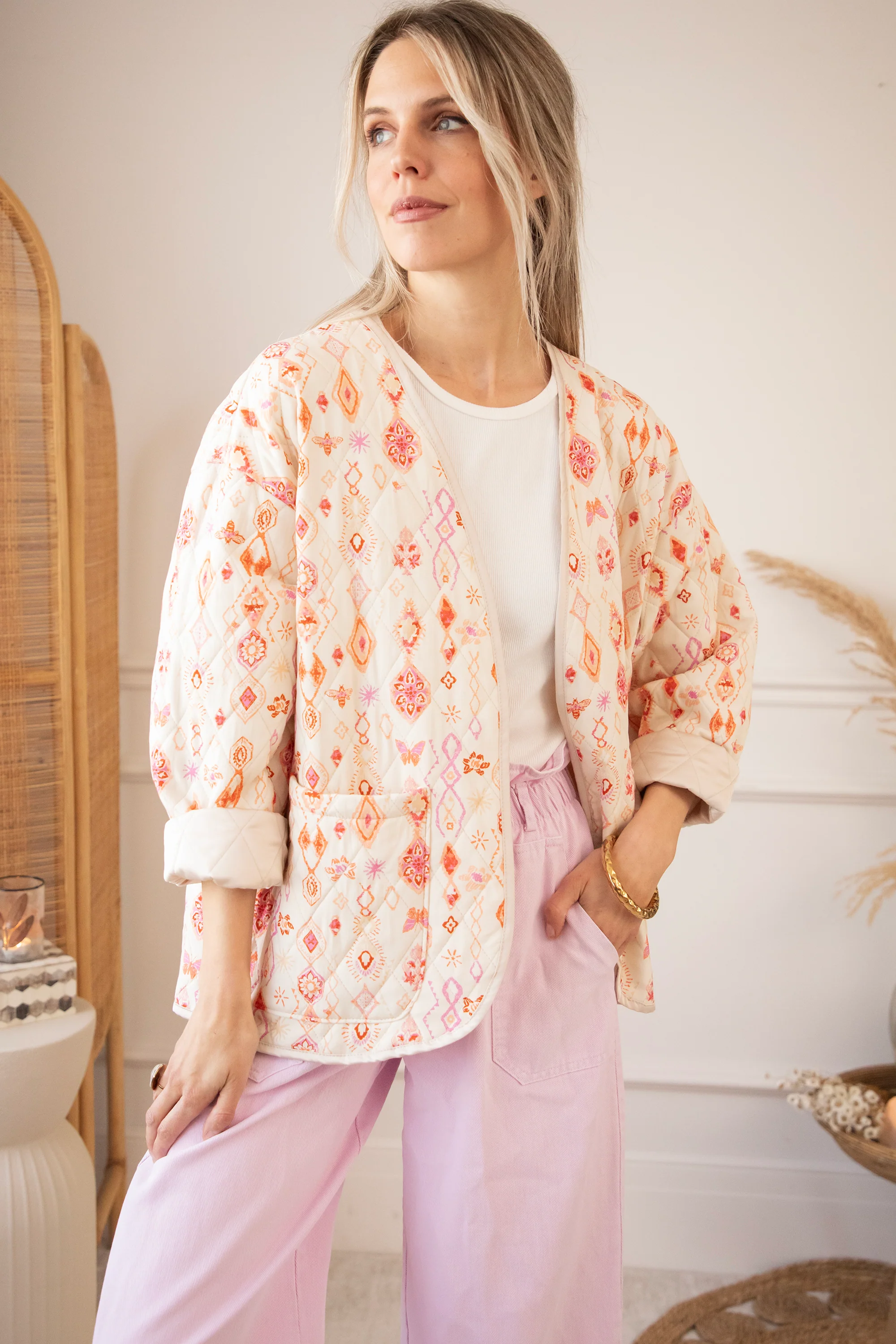 Botanical Quilt  Beige/Pink - Jacket - Image 9