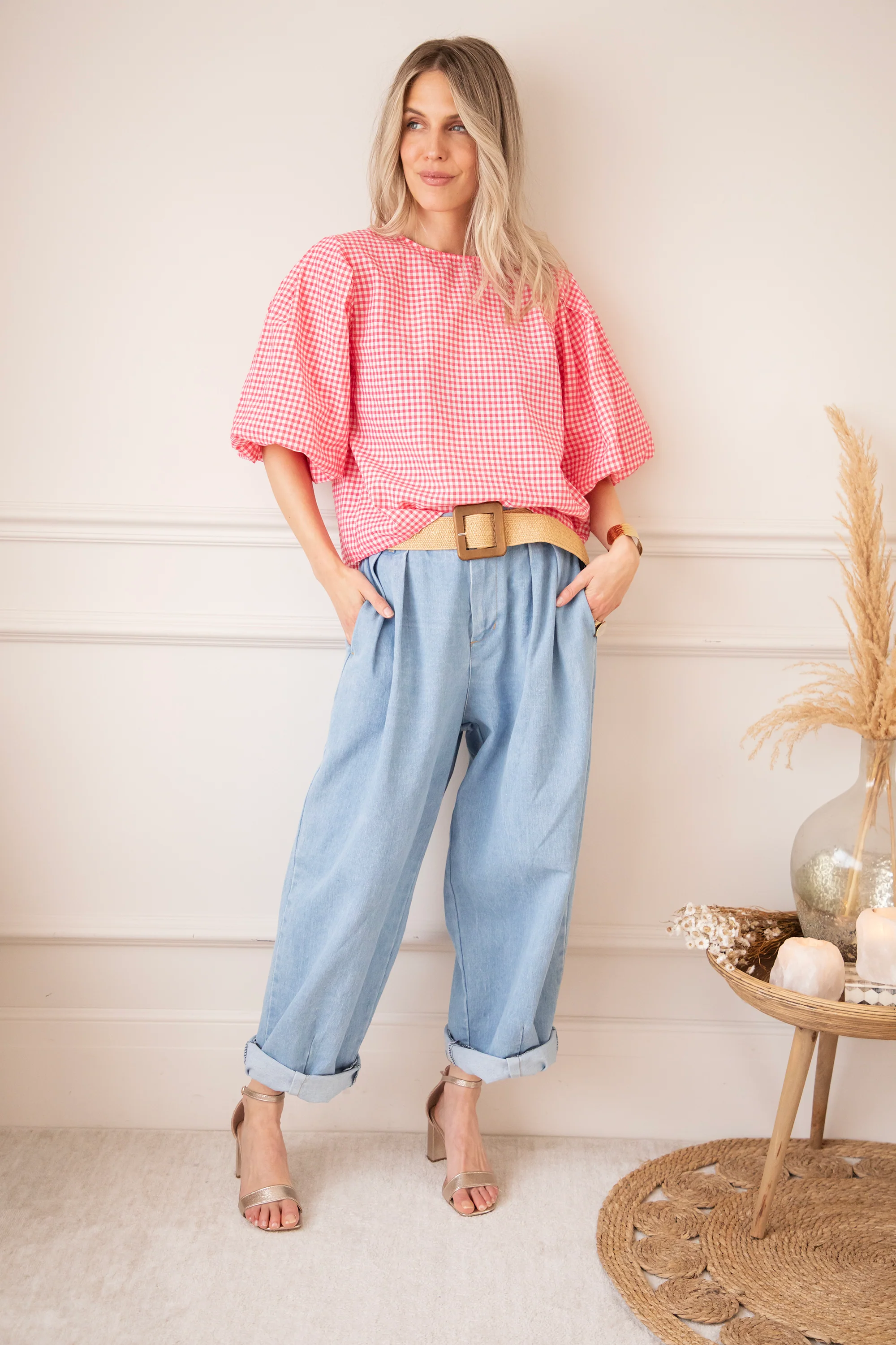 Candice Check Fuchsia - Blouse - Image 3