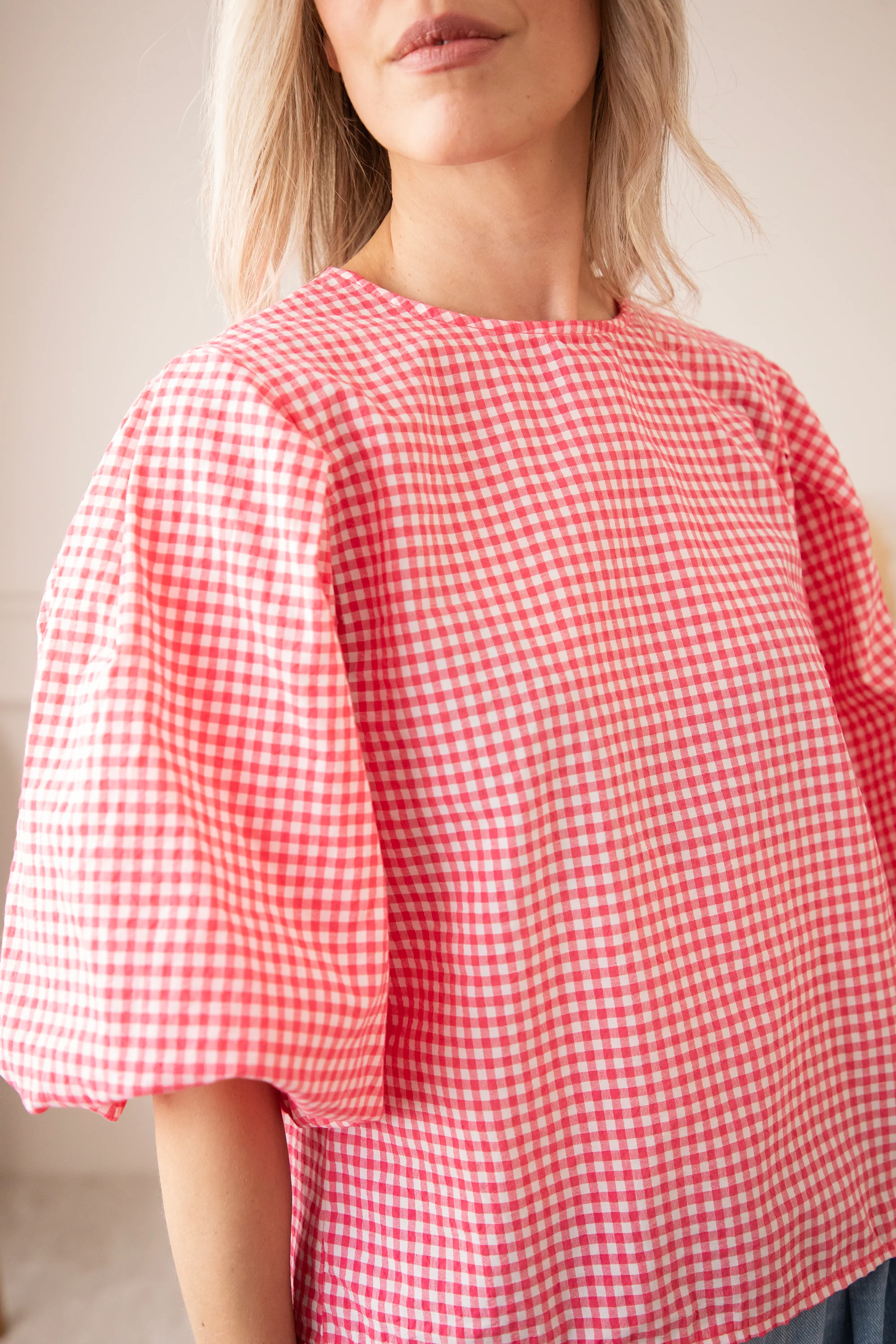 Candice Check Fuchsia - Blouse - Image 5