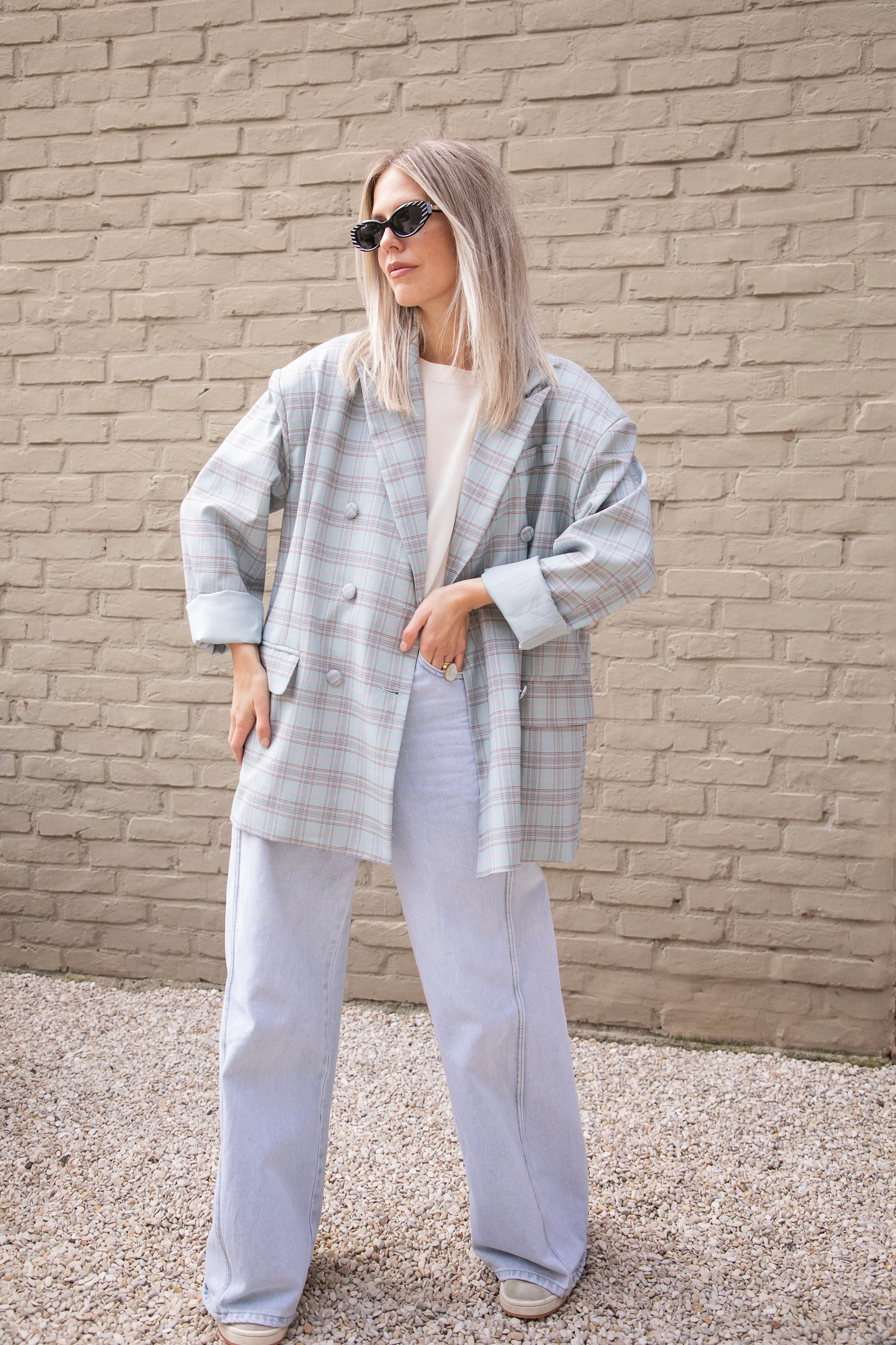 Charly Checked Soft Blue - Blazer - Image 3