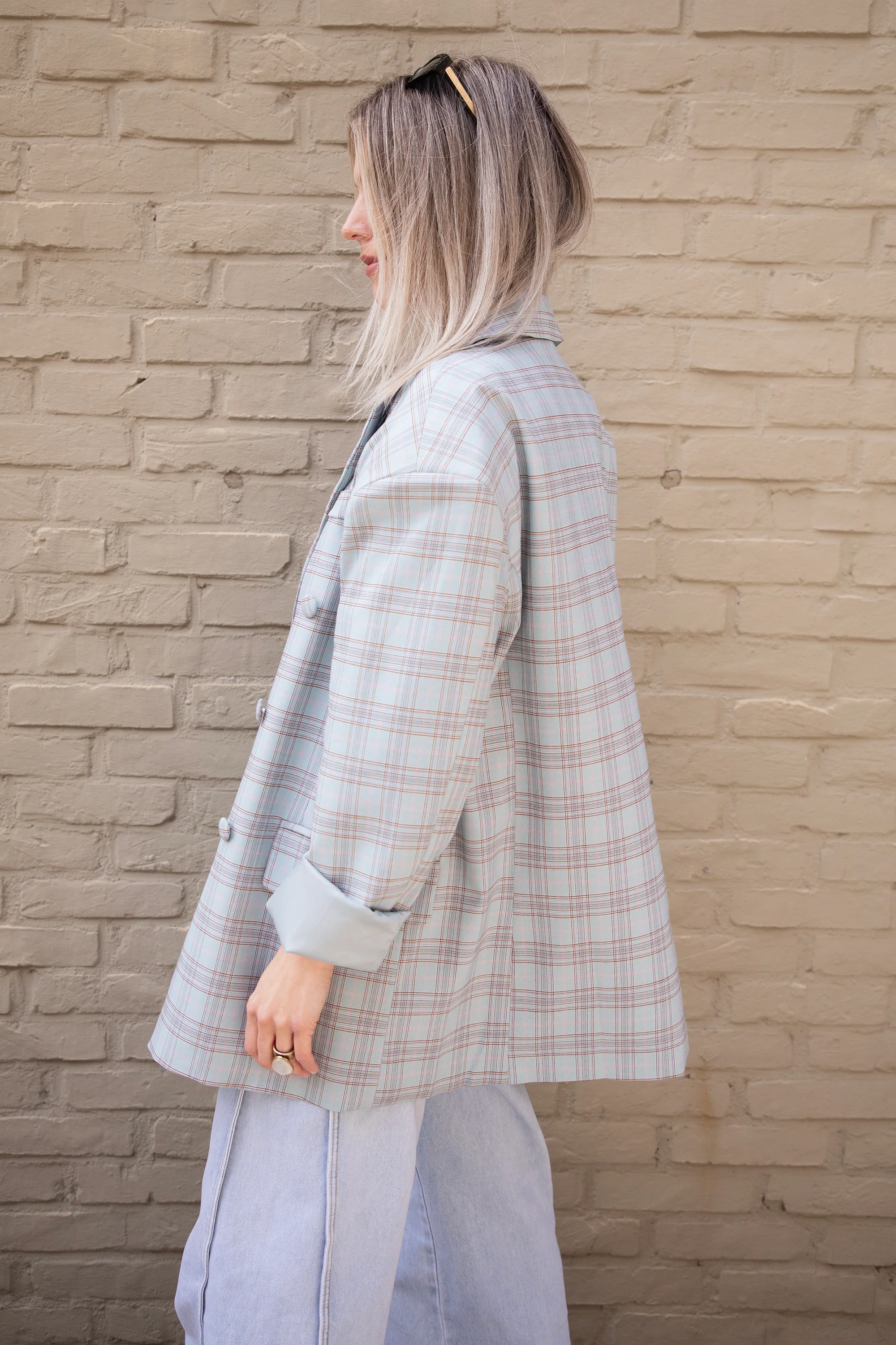 Charly Checked Soft Blue - Blazer - Image 4
