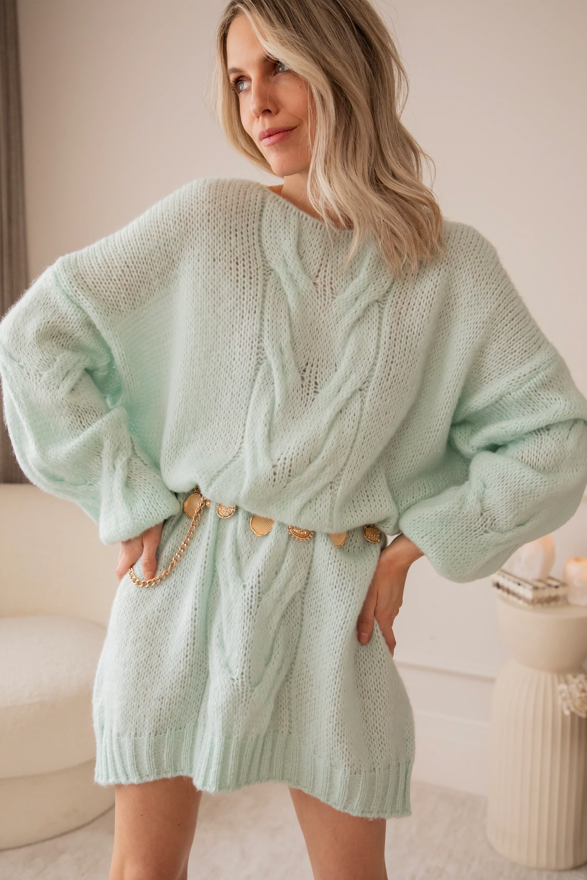 Coco Cable Mint - Sweater Dress - Image 2