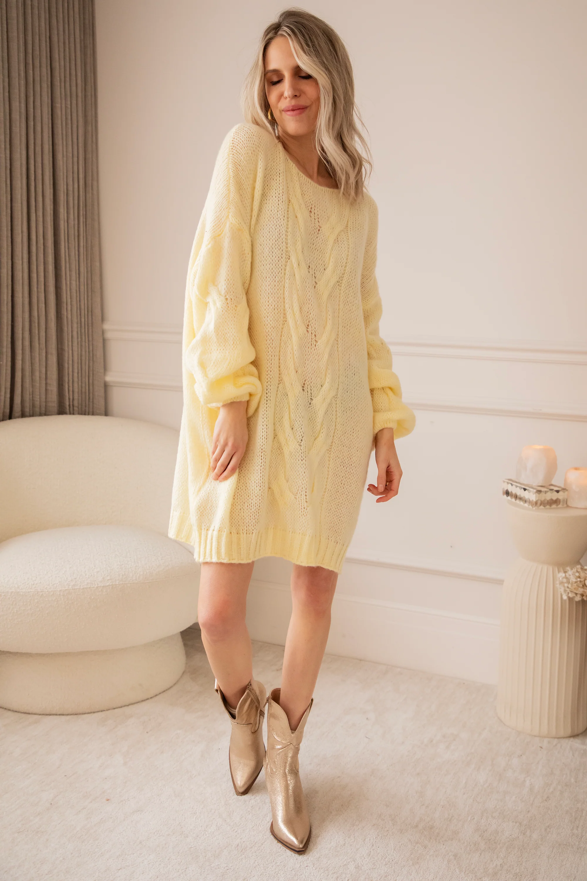 Coco Cable Yellow - Sweater Dress - Image 2