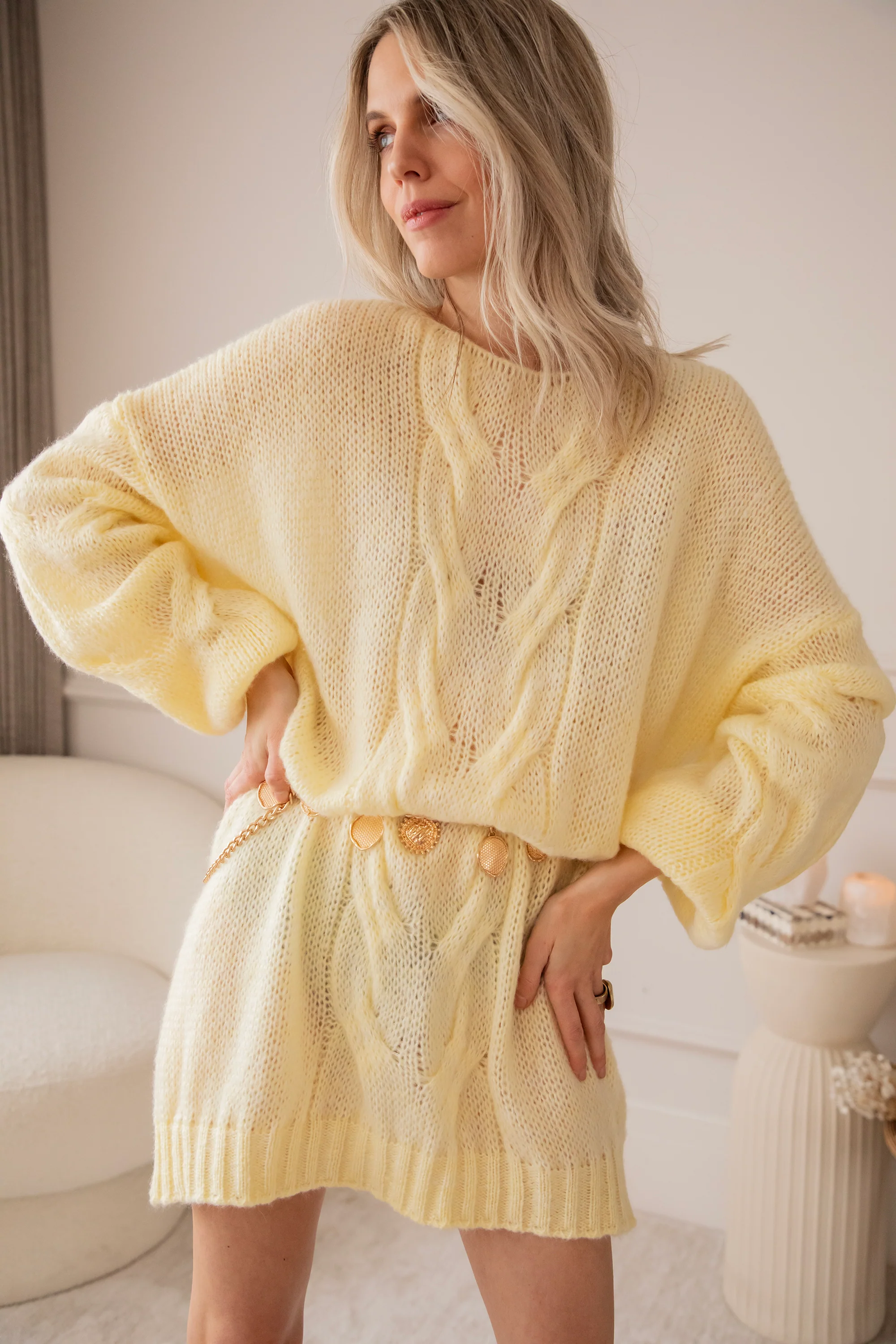 Coco Cable Yellow - Sweater Dress - Image 3