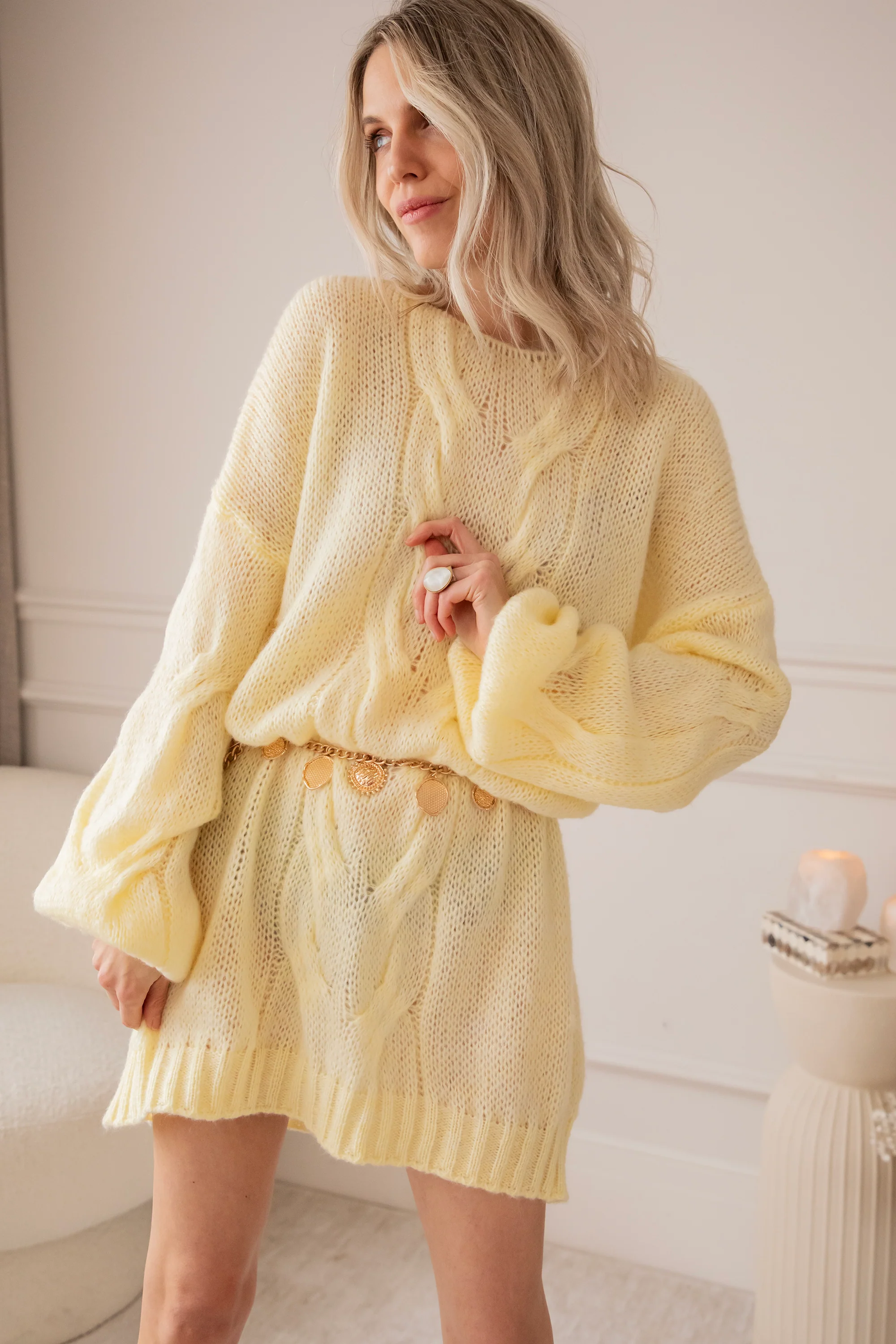 Coco Cable Yellow - Sweater Dress - Image 5