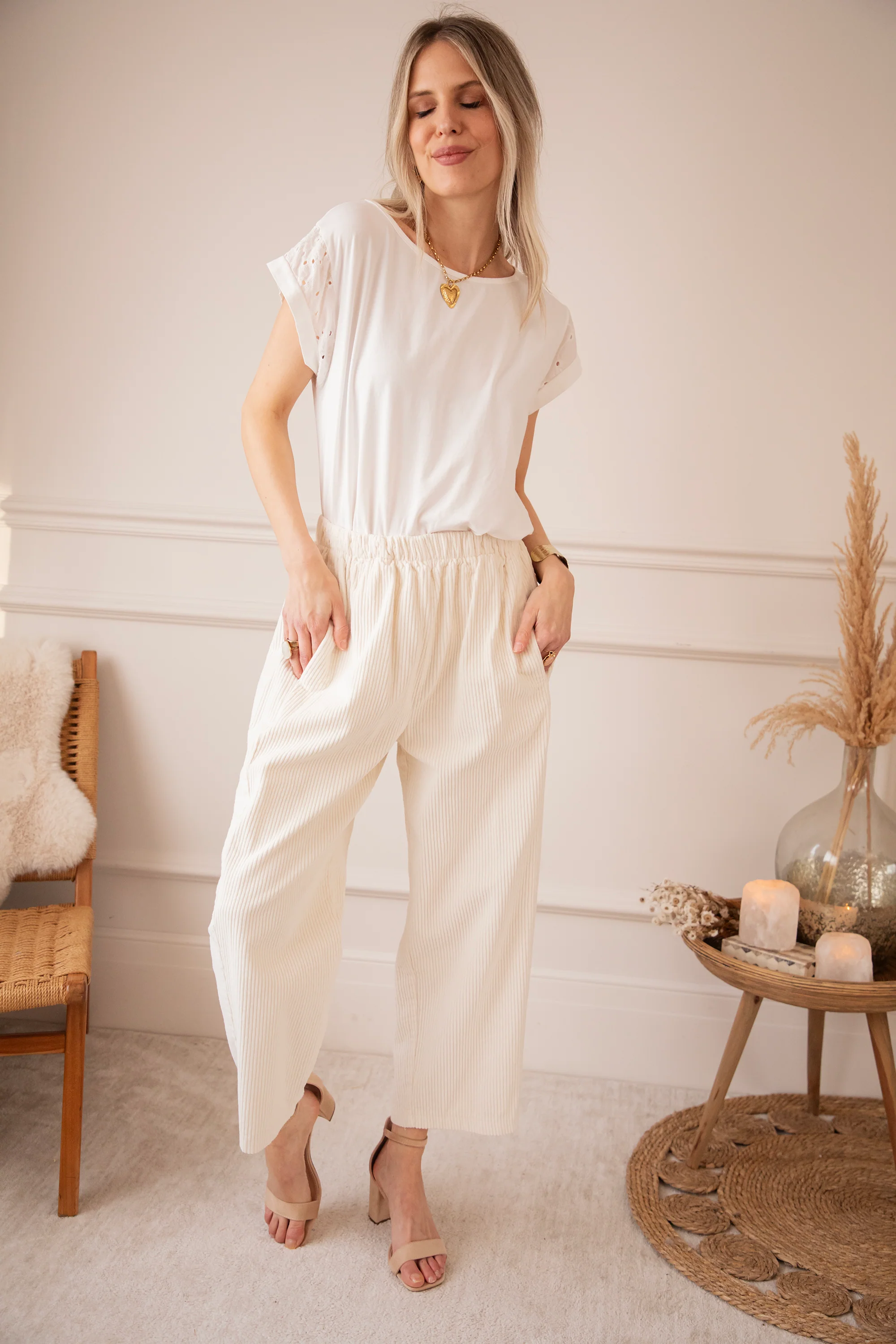 Corduroy Joy Beige - Broek