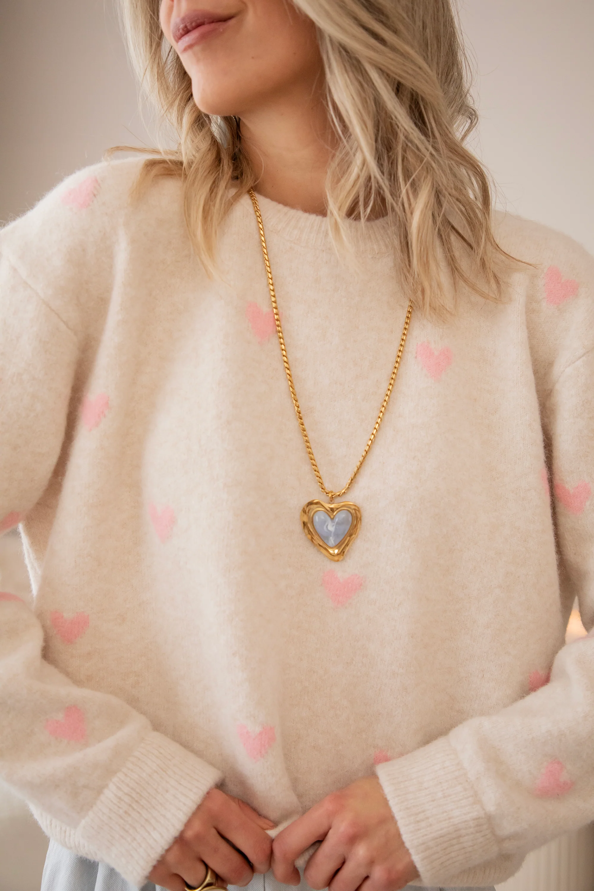 Crystal Heart Soft Blue/Gold - Ketting - Image 4