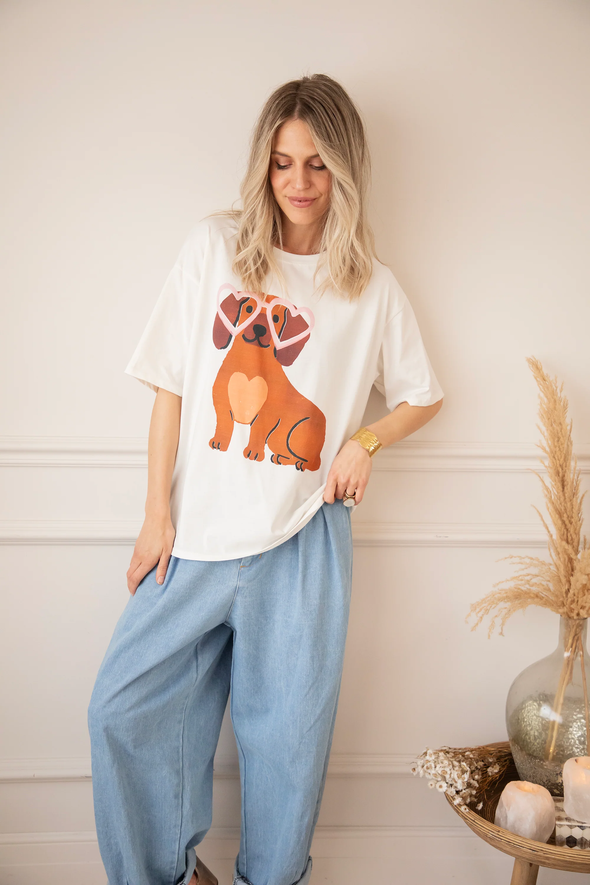 Cute Puppy Eyes White - T-Shirt
