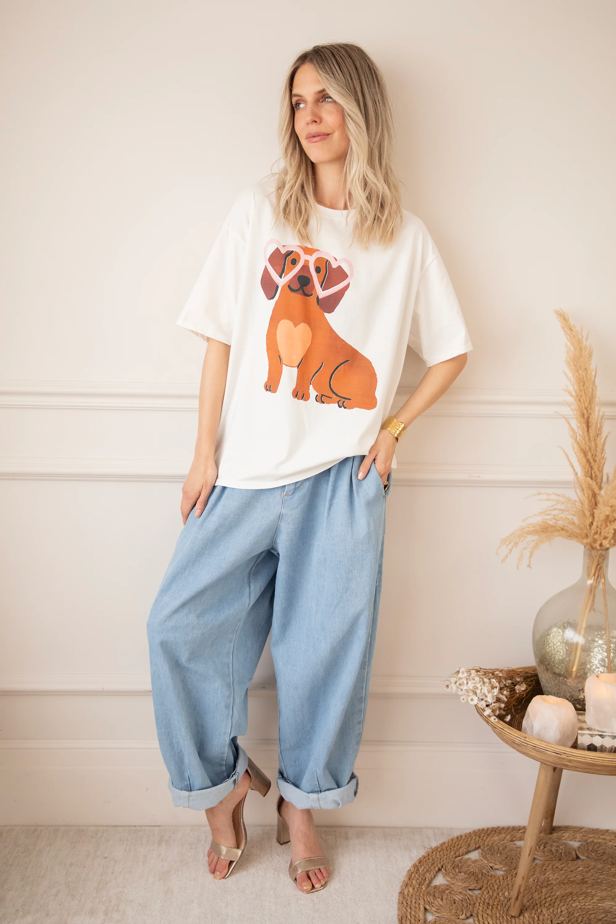 Cute Puppy Eyes White - T-Shirt - Image 3
