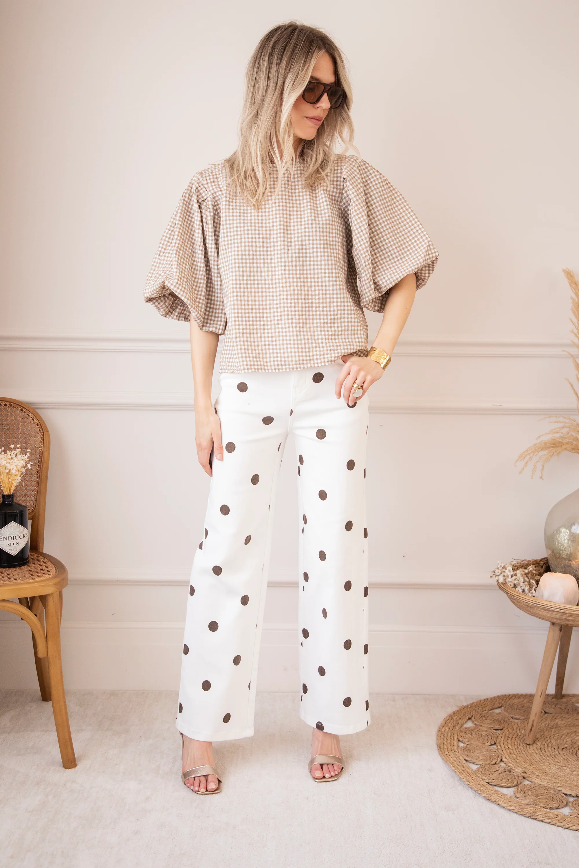 Dots On Denim White/Choco - Jeans