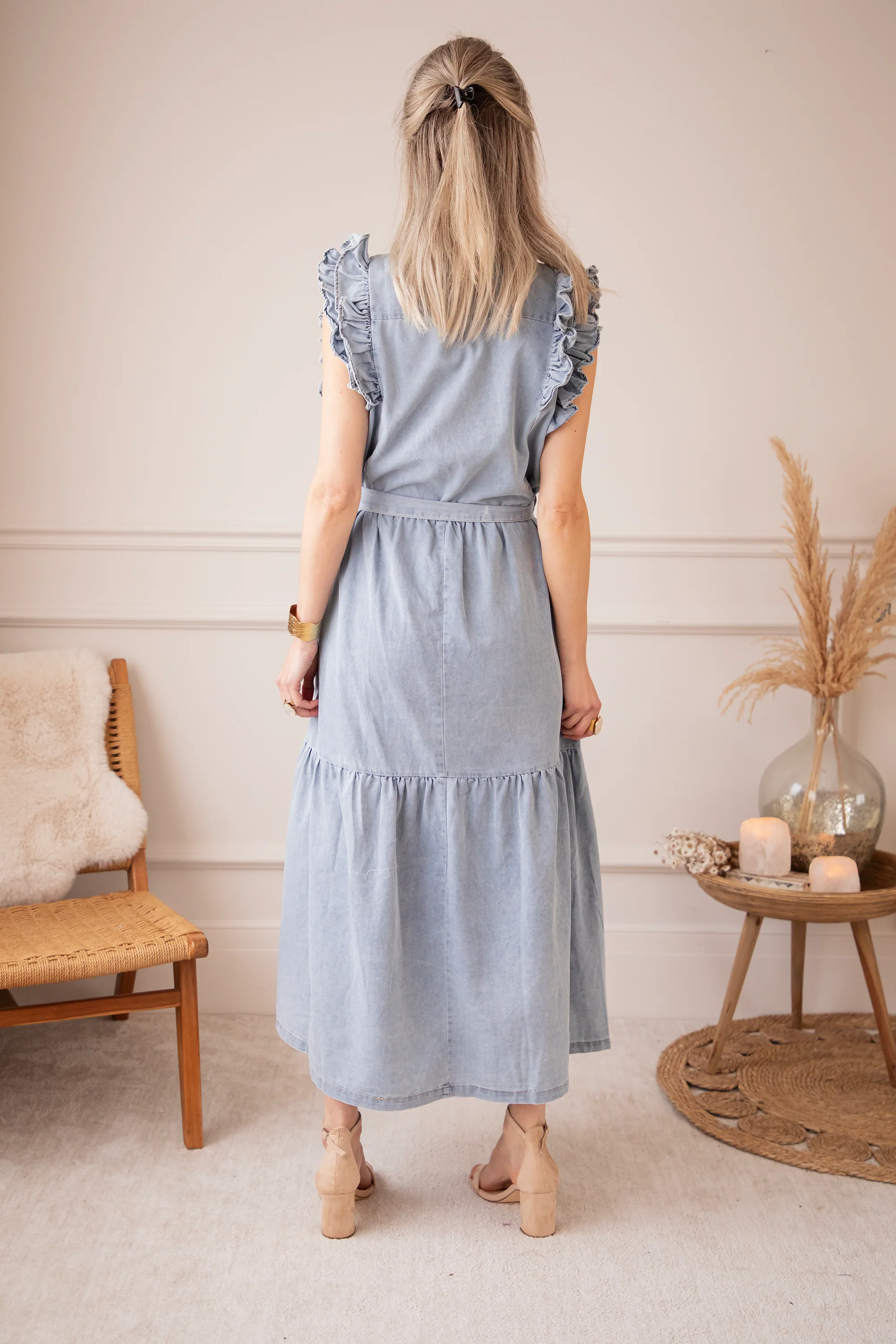 Emma Ruches Light Blue - Maxi Jurk - Image 4
