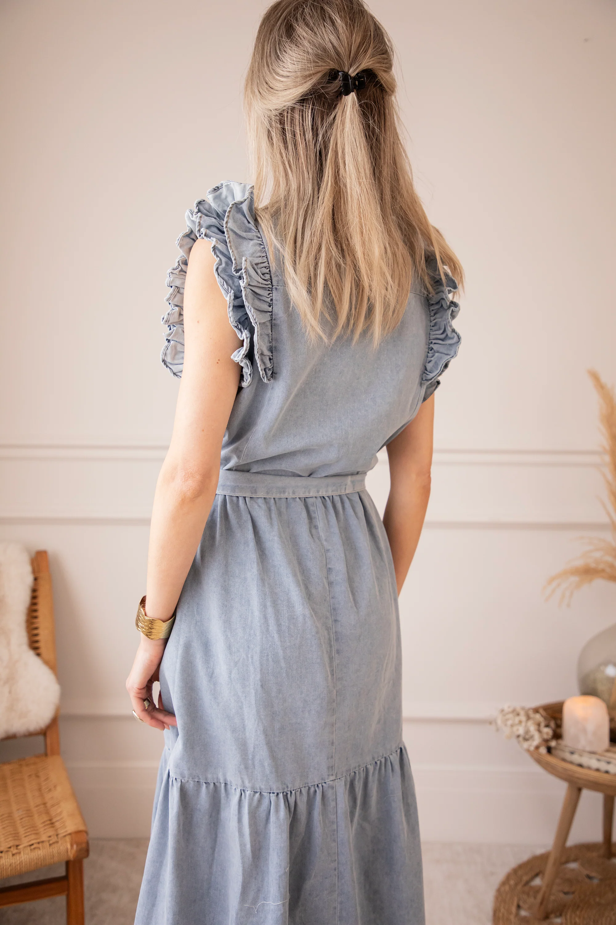 Emma Ruches Light Blue - Maxi Jurk - Image 7