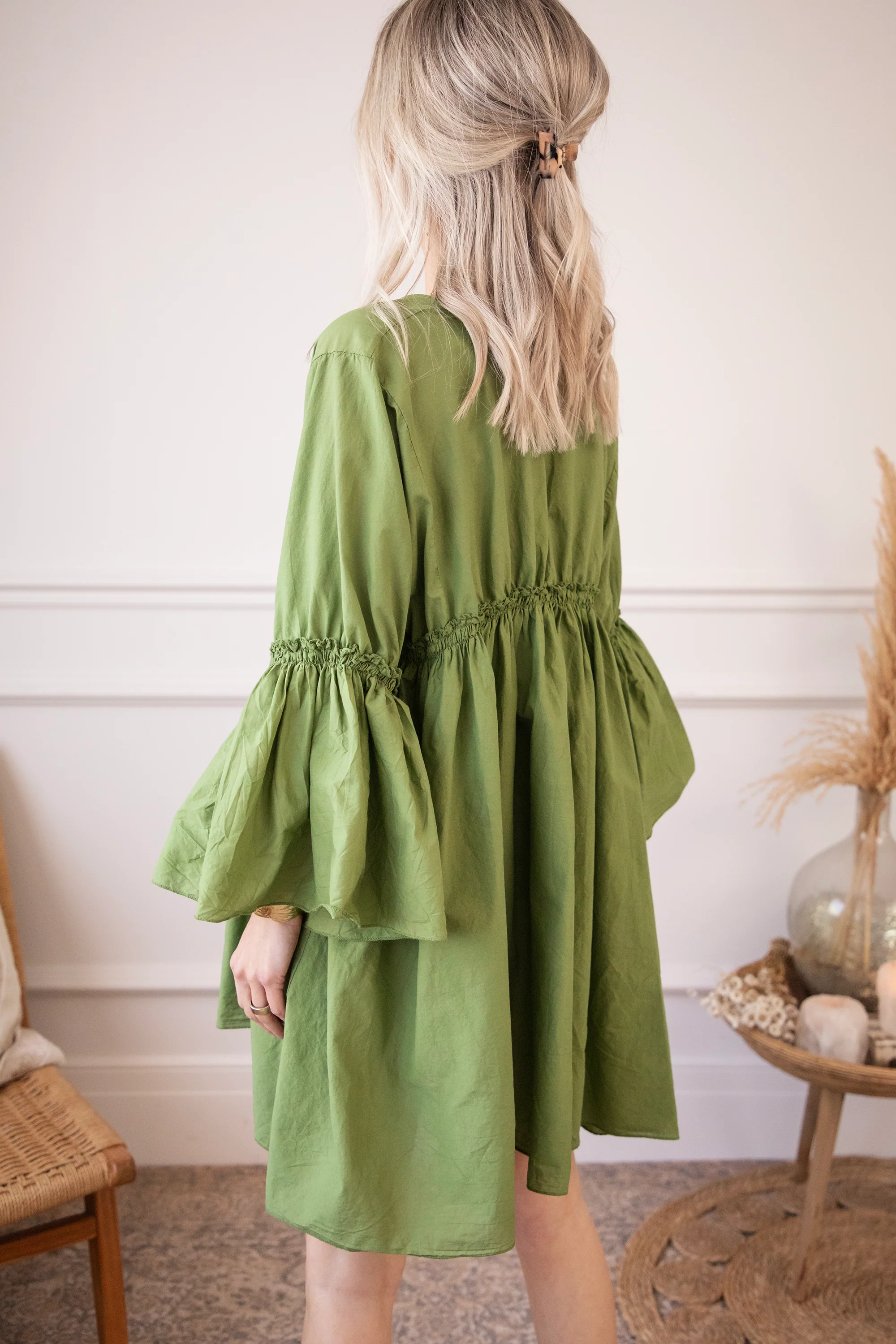 Feline Pleated Green - Jurk - Image 5