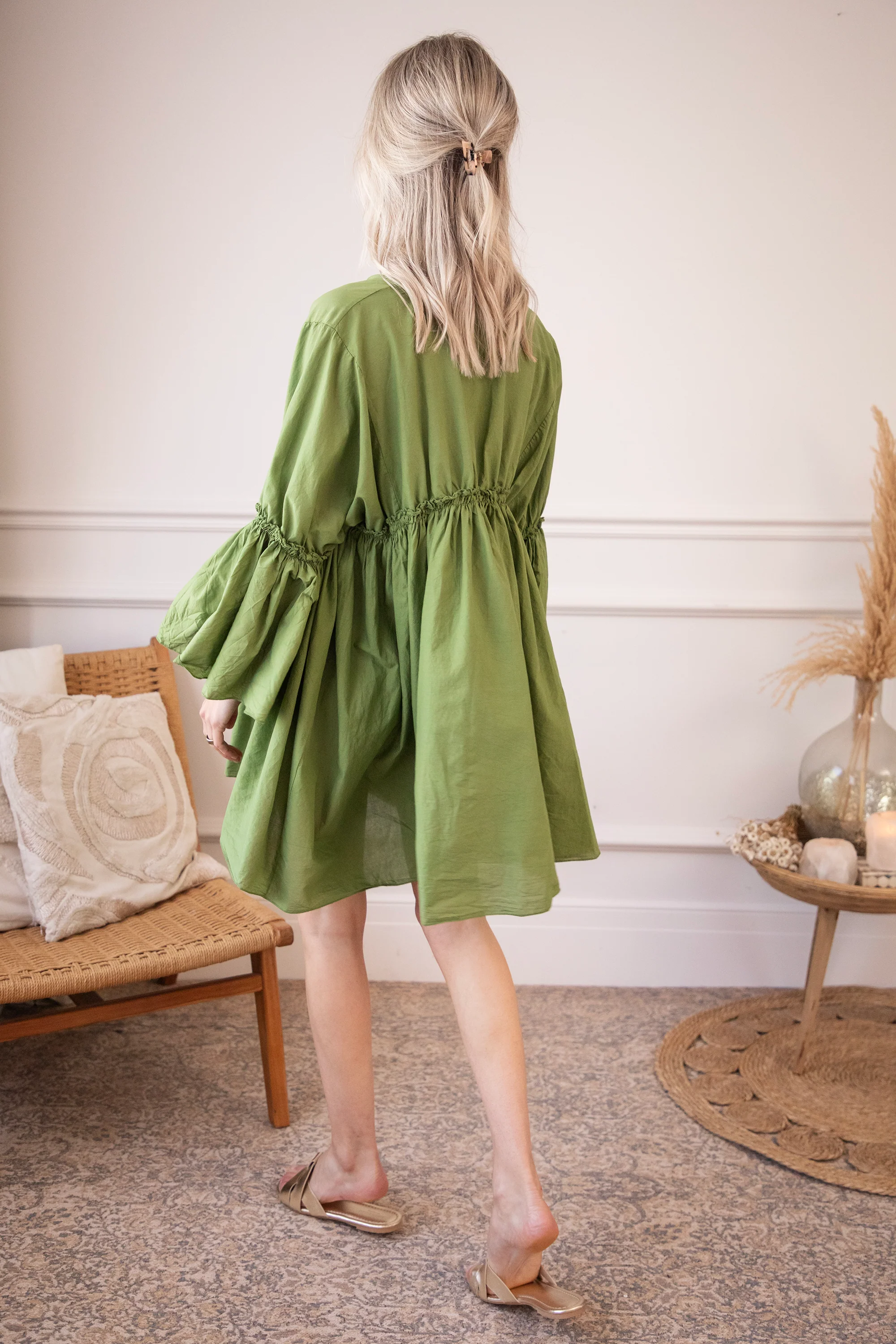 Feline Pleated Green - Jurk - Image 8
