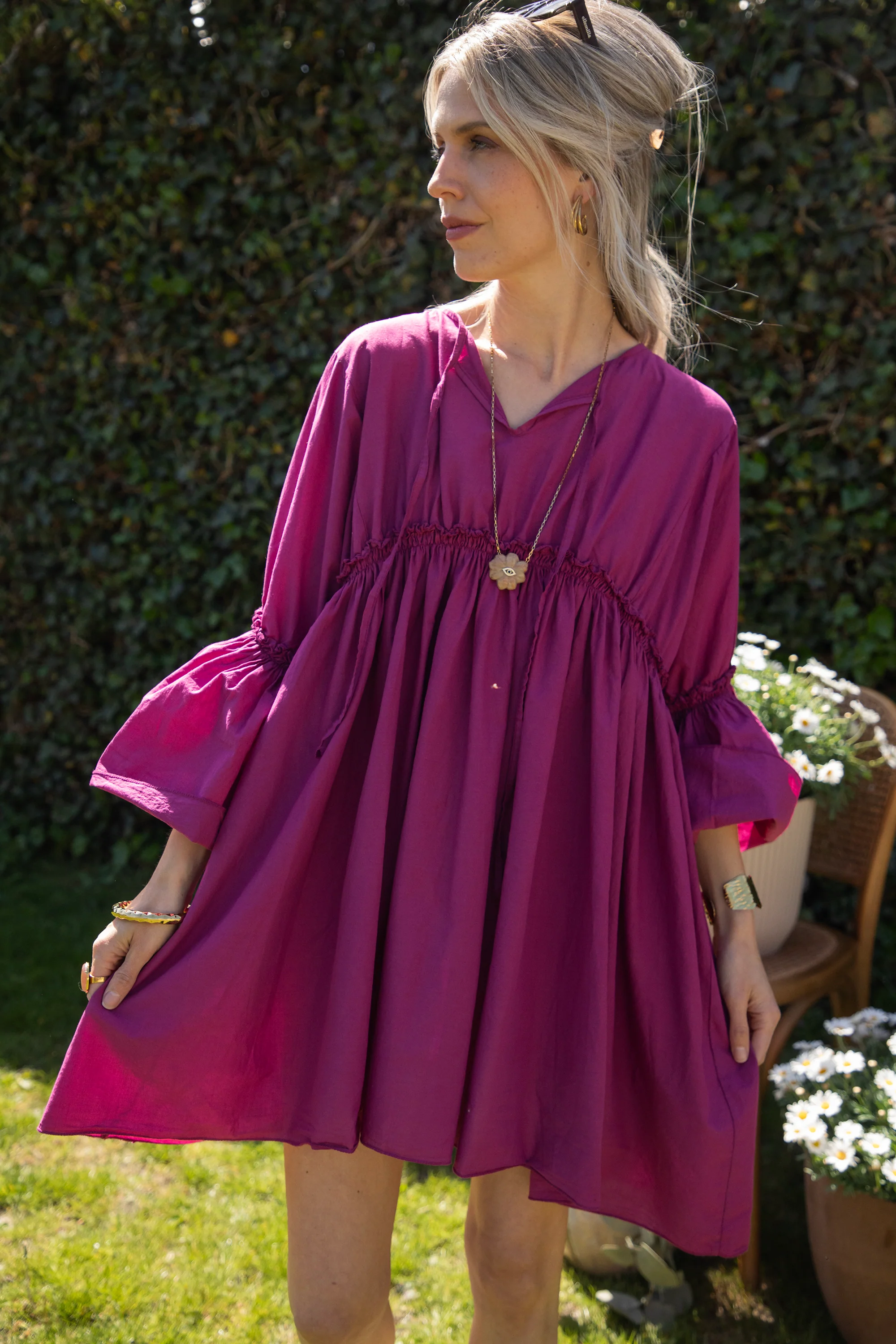 Feline Pleated Plum - Jurk - Image 13