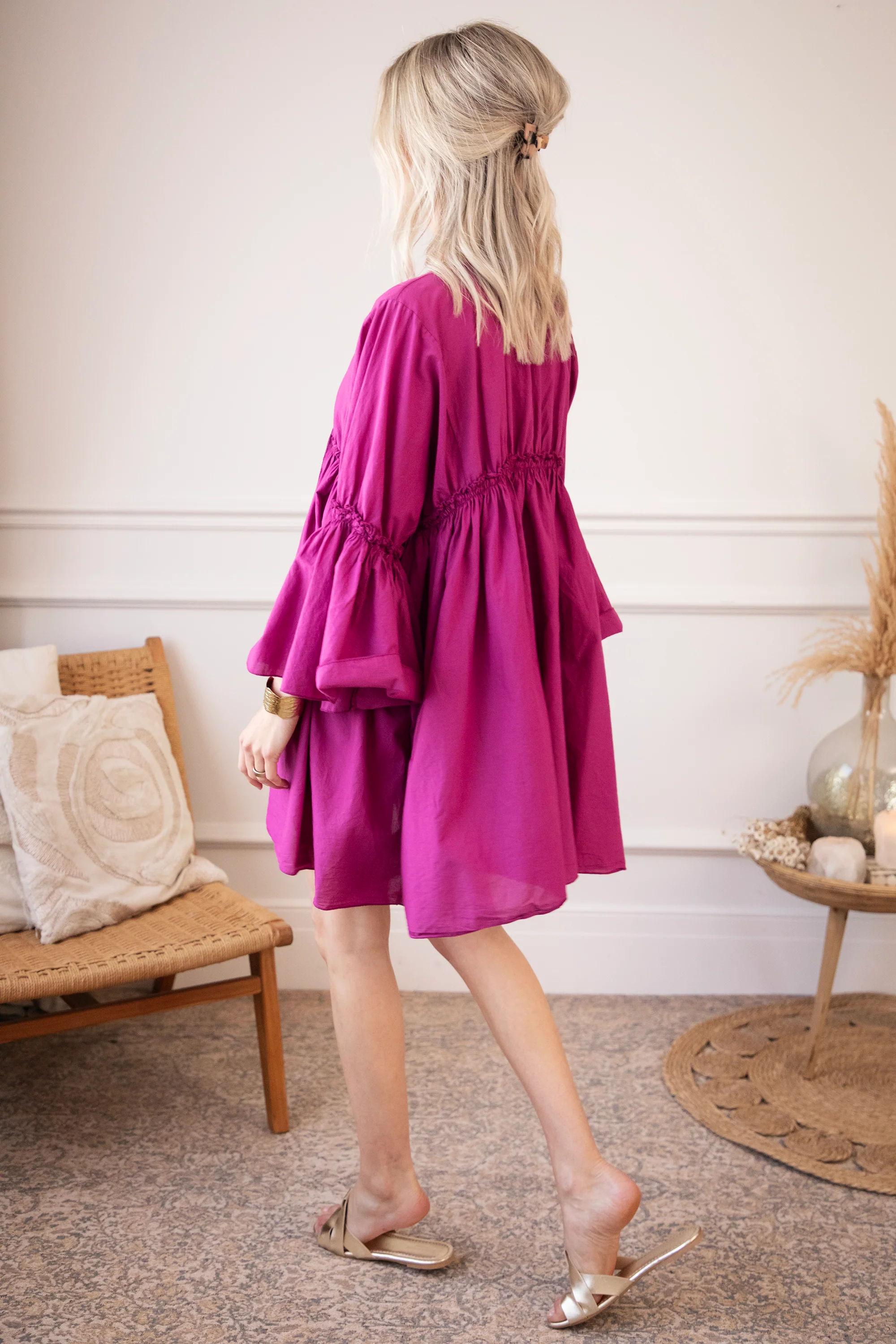Feline Pleated Plum - Jurk - Image 16