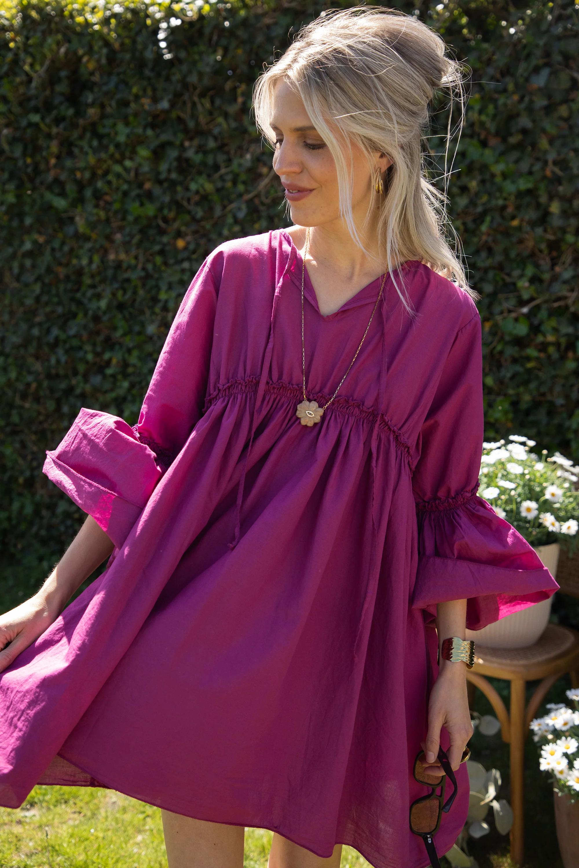 Feline Pleated Plum - Jurk - Image 2