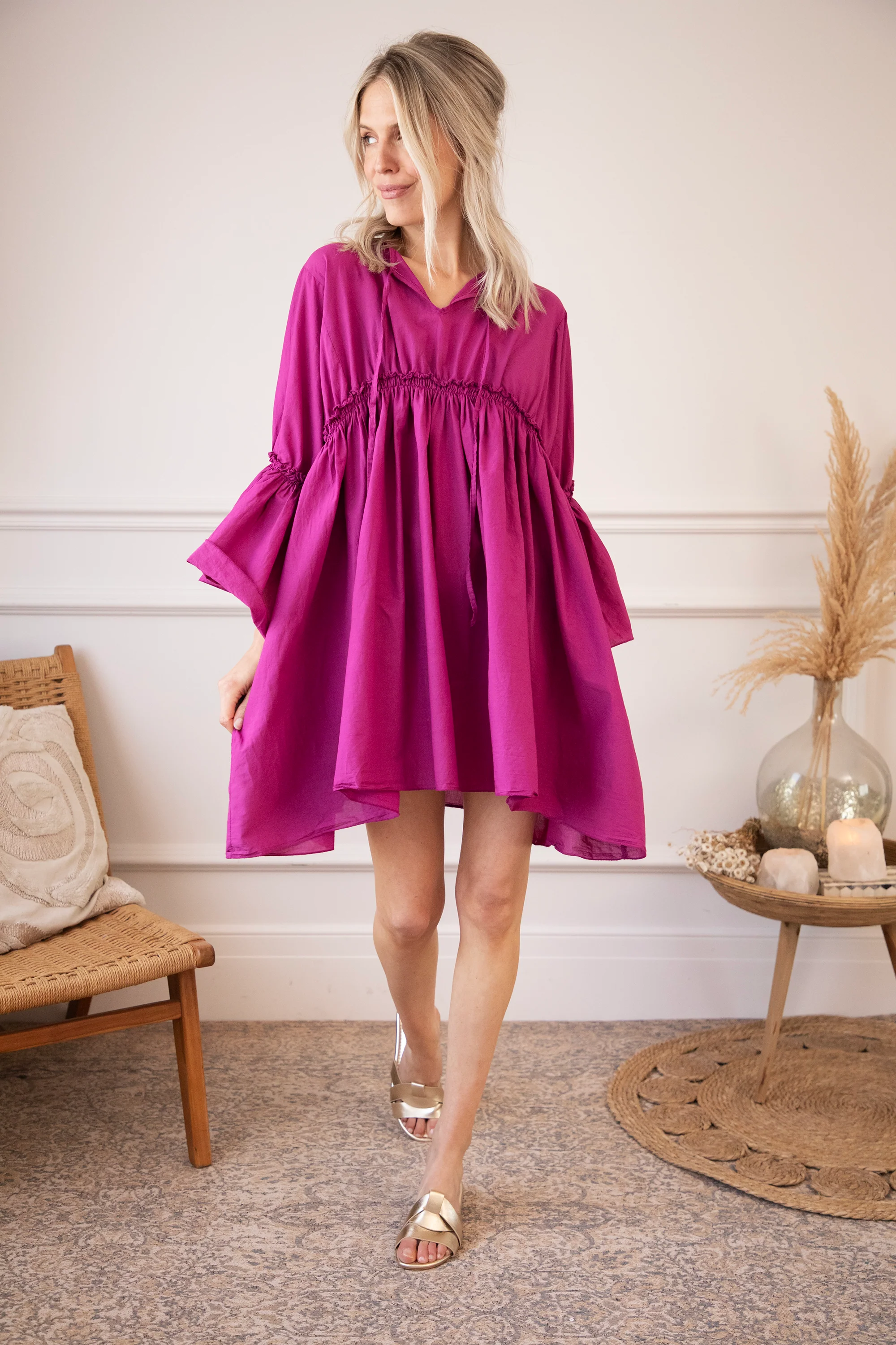 Feline Pleated Plum - Jurk - Image 3