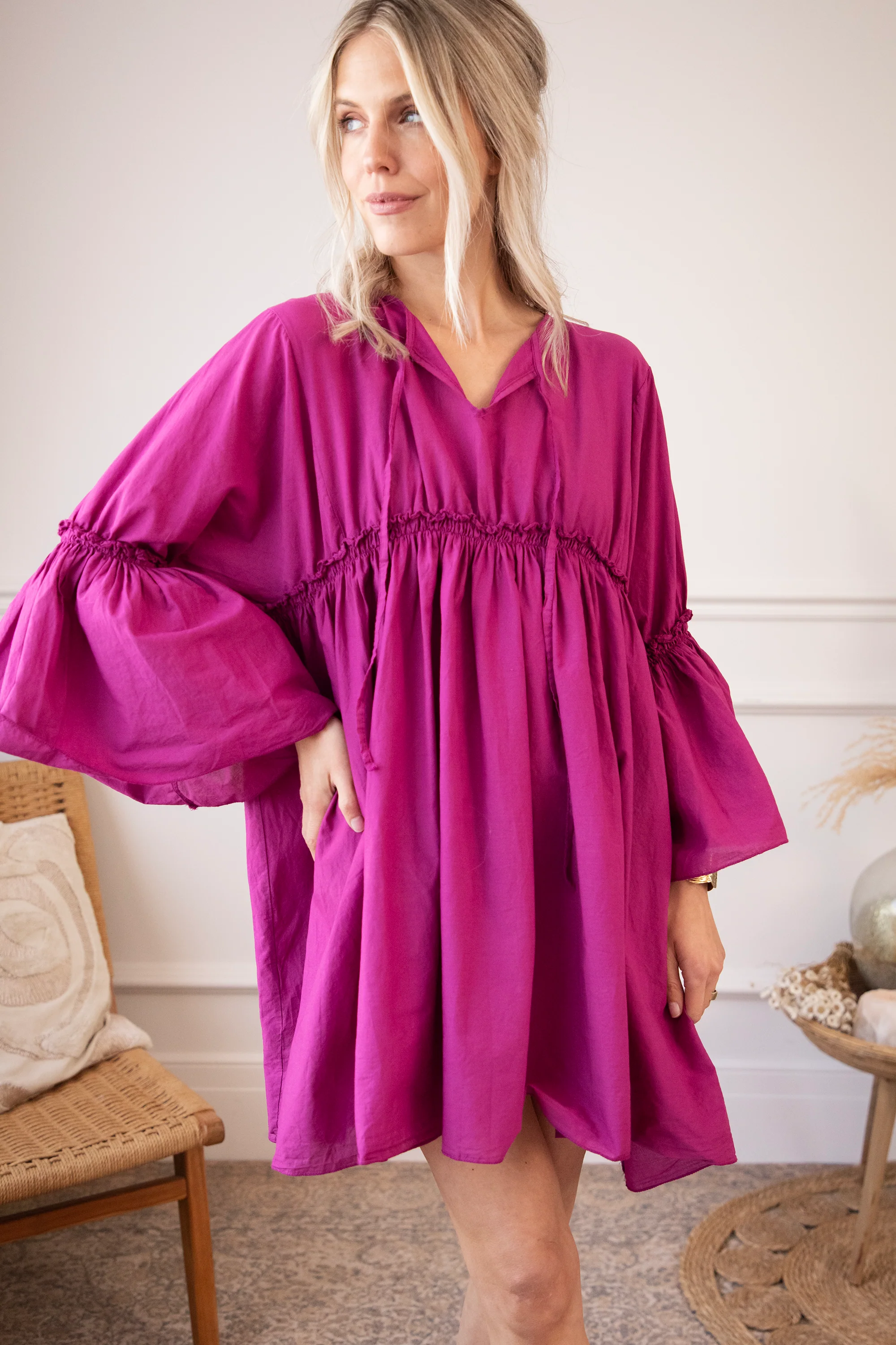 Feline Pleated Plum - Jurk - Image 8