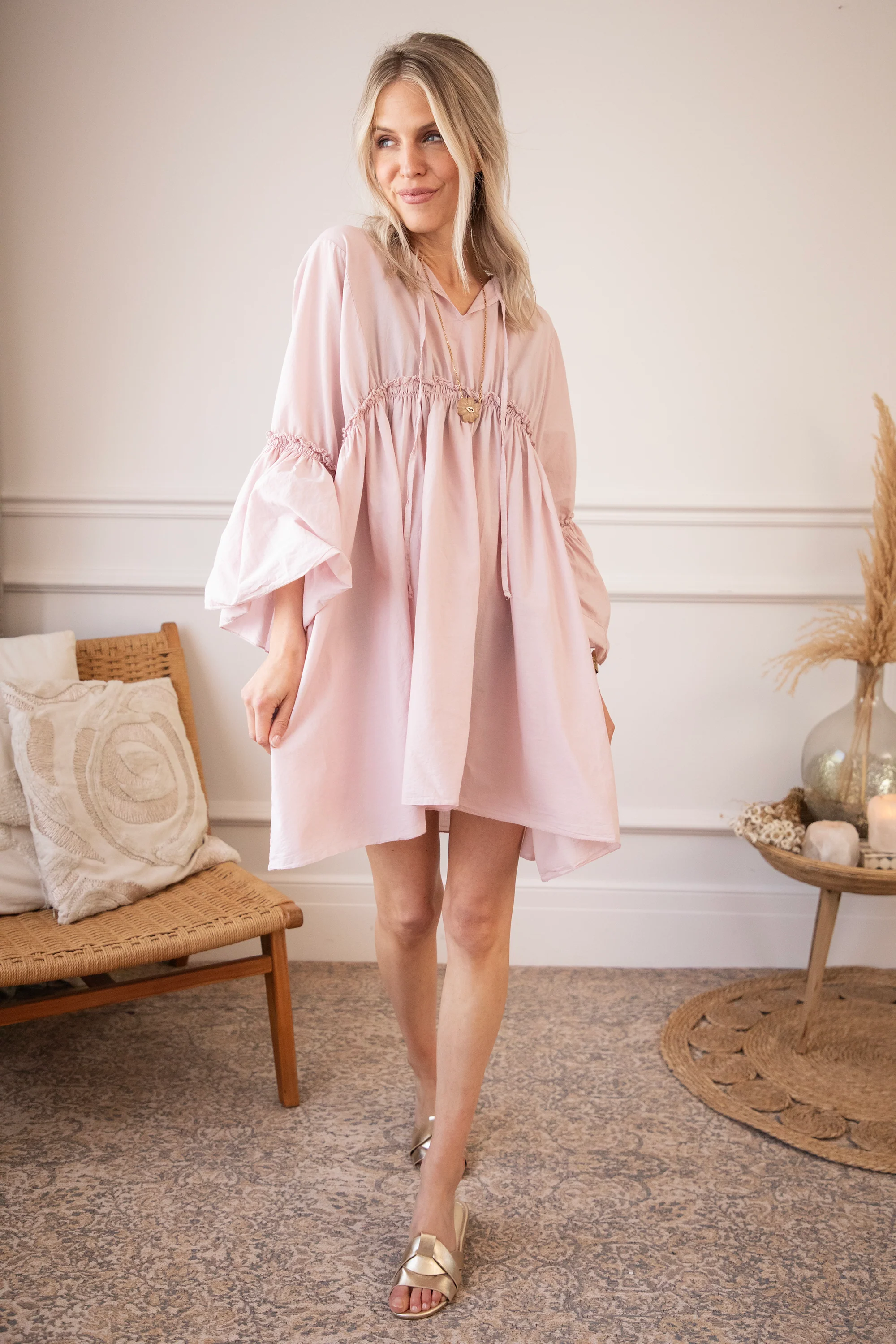 Feline Pleated Soft Pink - Jurk - Image 2