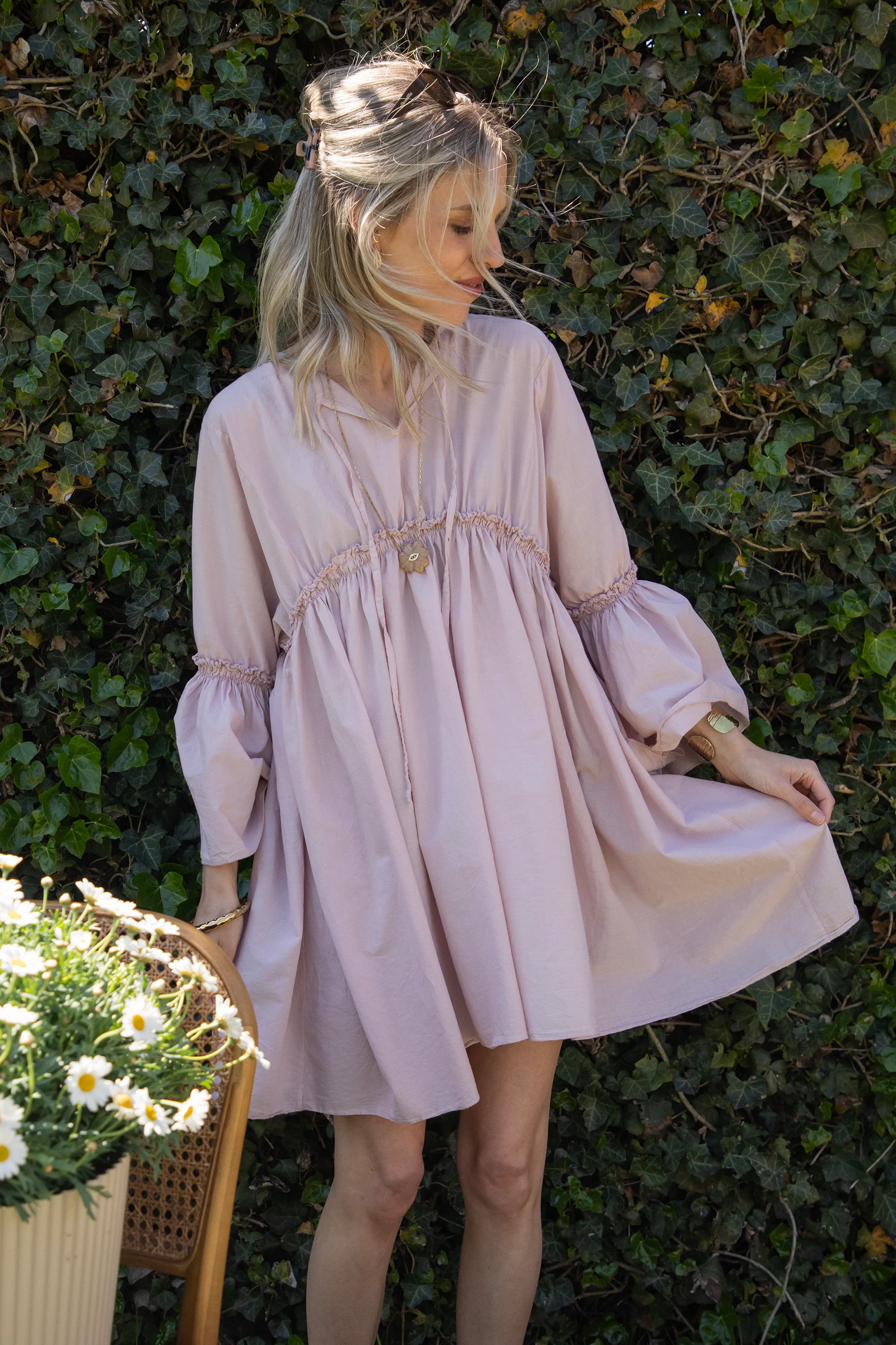 Feline Pleated Soft Pink - Jurk - Image 3