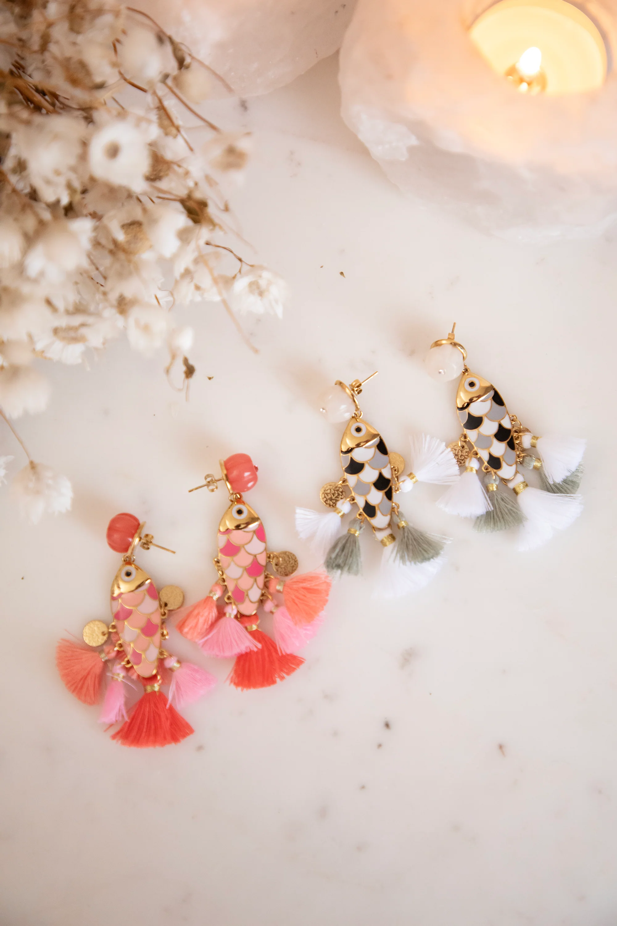 Fishy Fringe Pink/Gold - Oorbellen - Image 2