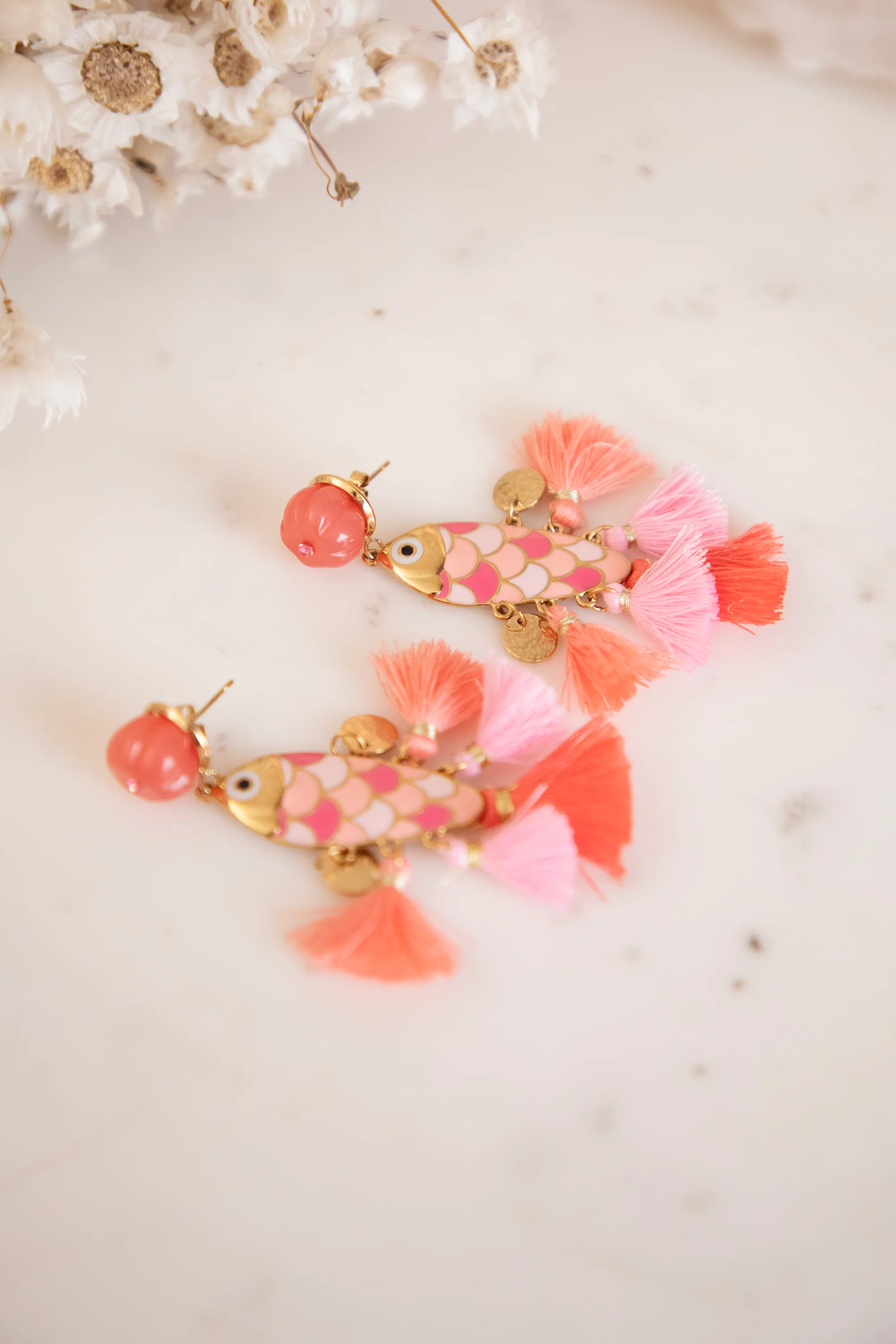 Fishy Fringe Pink/Gold - Oorbellen - Image 3
