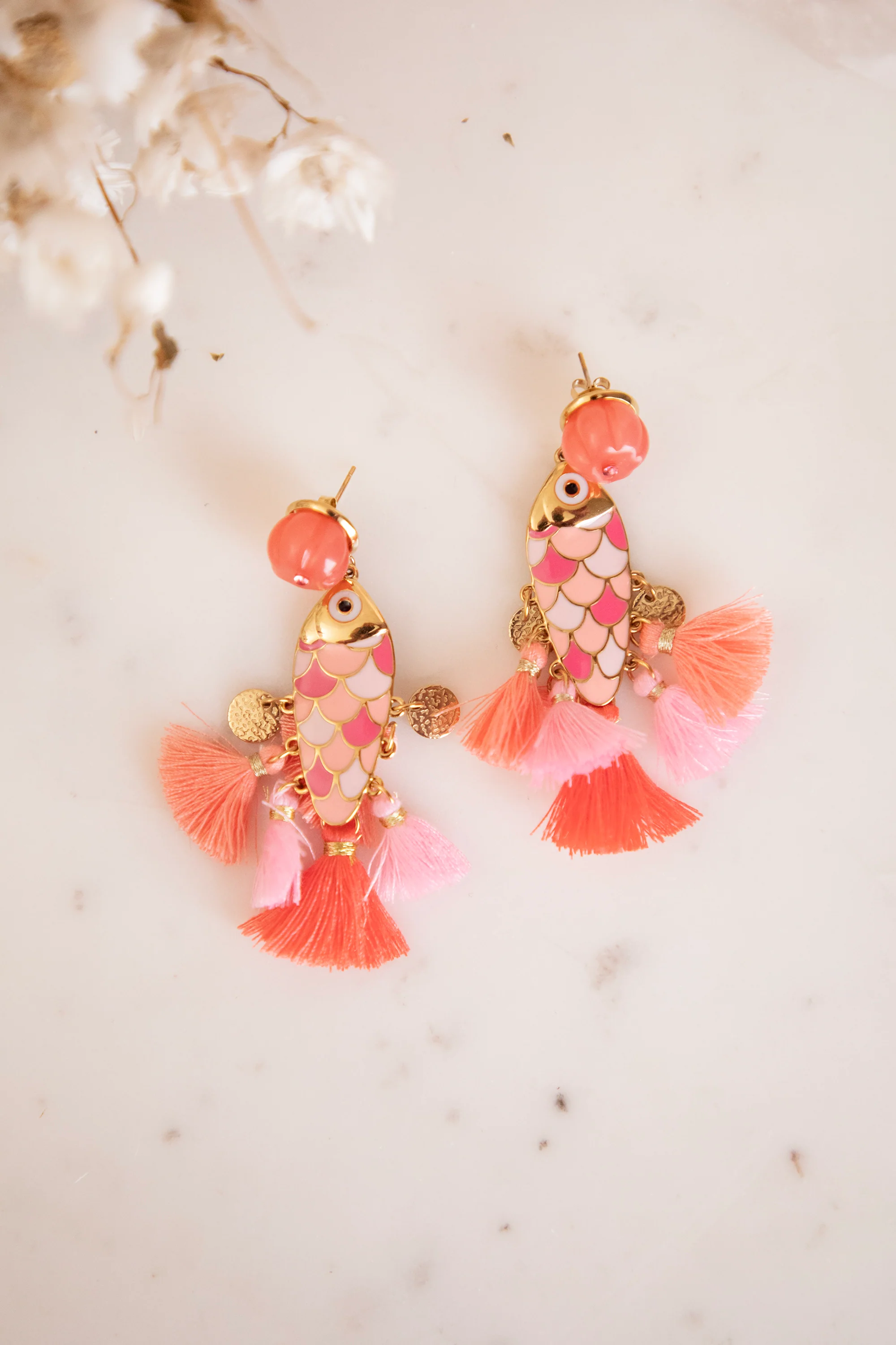 Fishy Fringe Pink/Gold - Oorbellen - Image 4