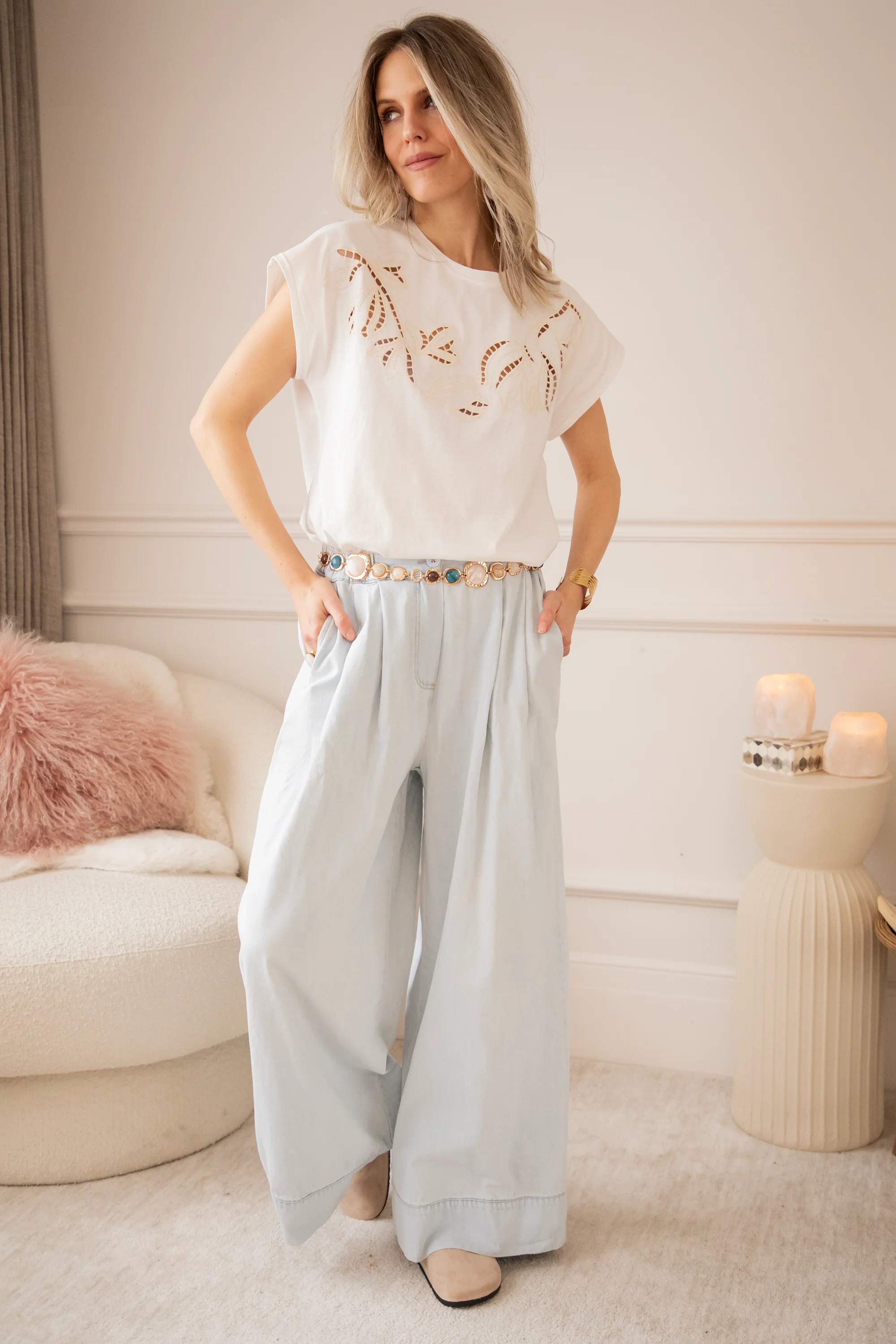 Fleur Crochet  White - T-Shirt - Image 6