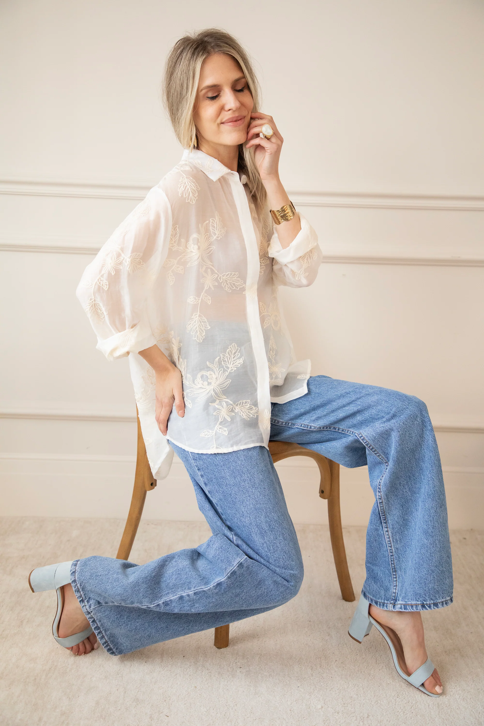 Flower Mist White/Beige - Blouse - Image 12