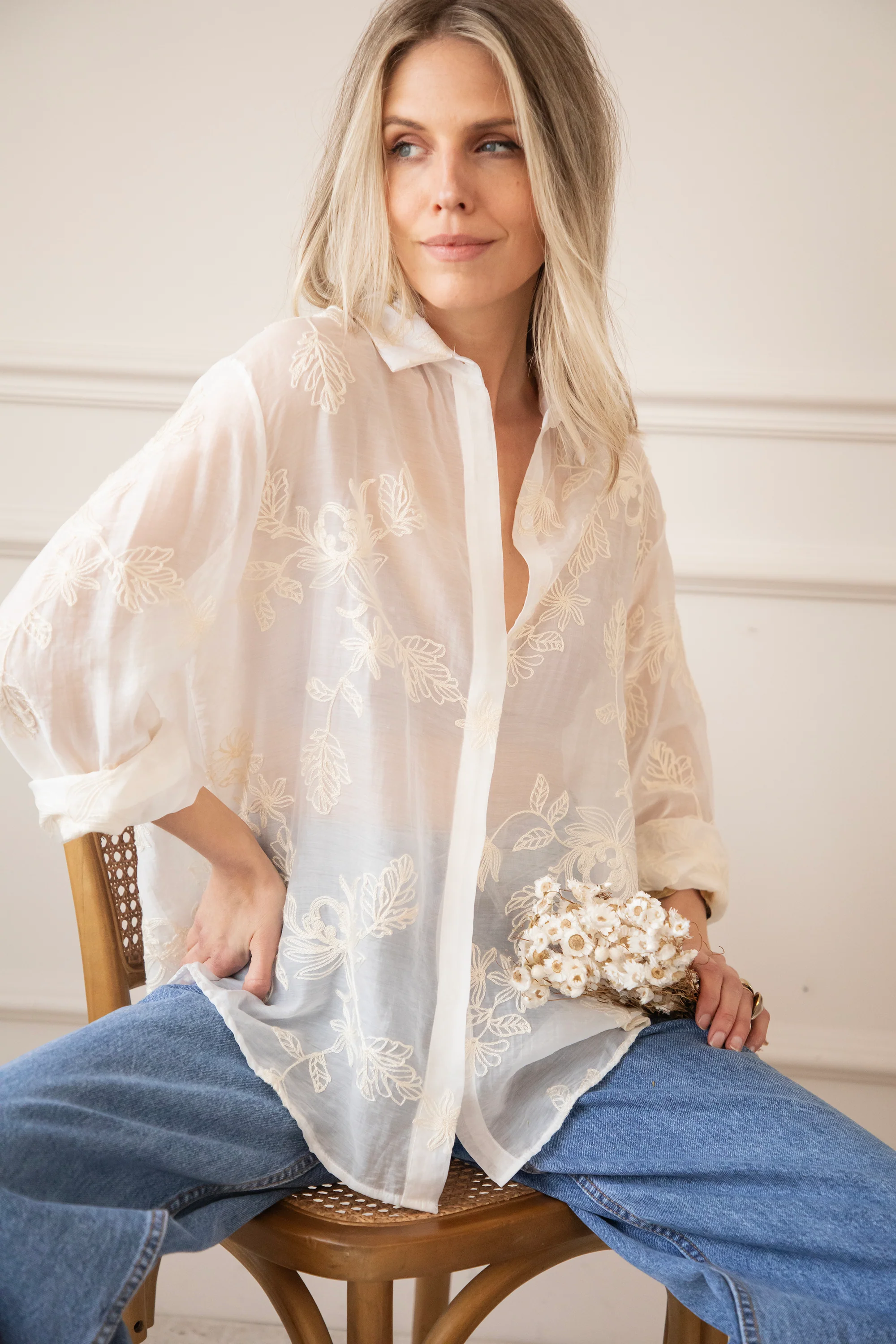 Flower Mist White/Beige - Blouse - Image 6