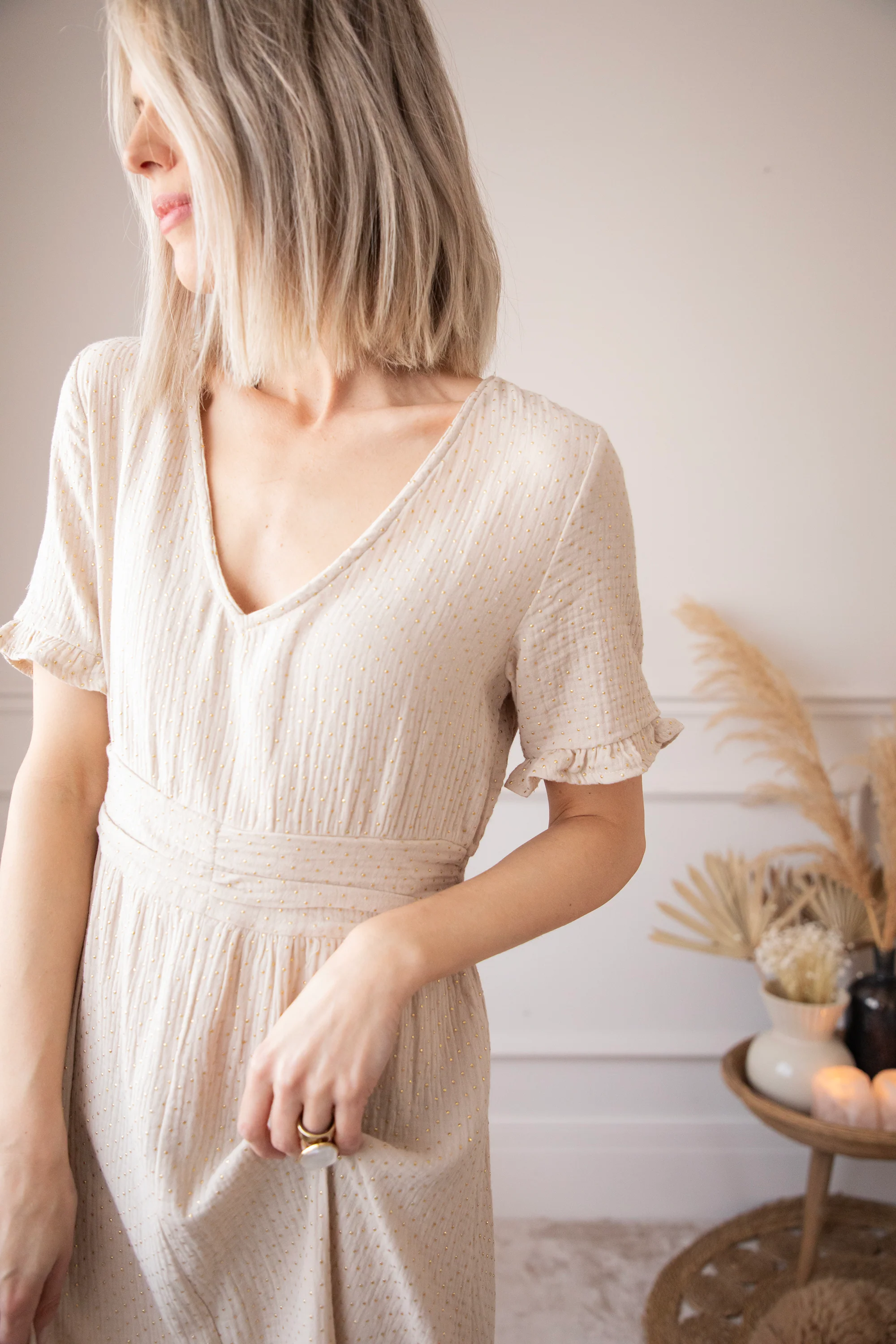 Gold Dots Beige - Maxi Jurk - Image 13