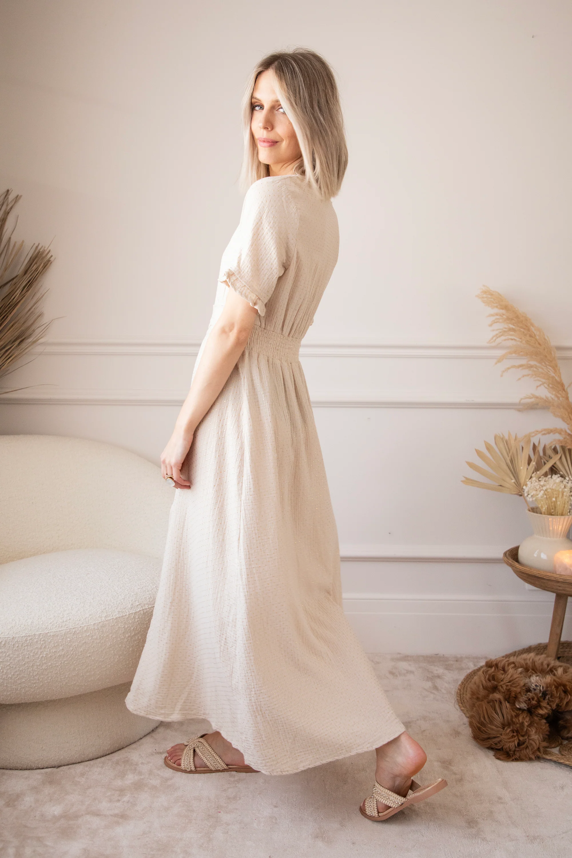 Gold Dots Beige - Maxi Jurk - Image 5
