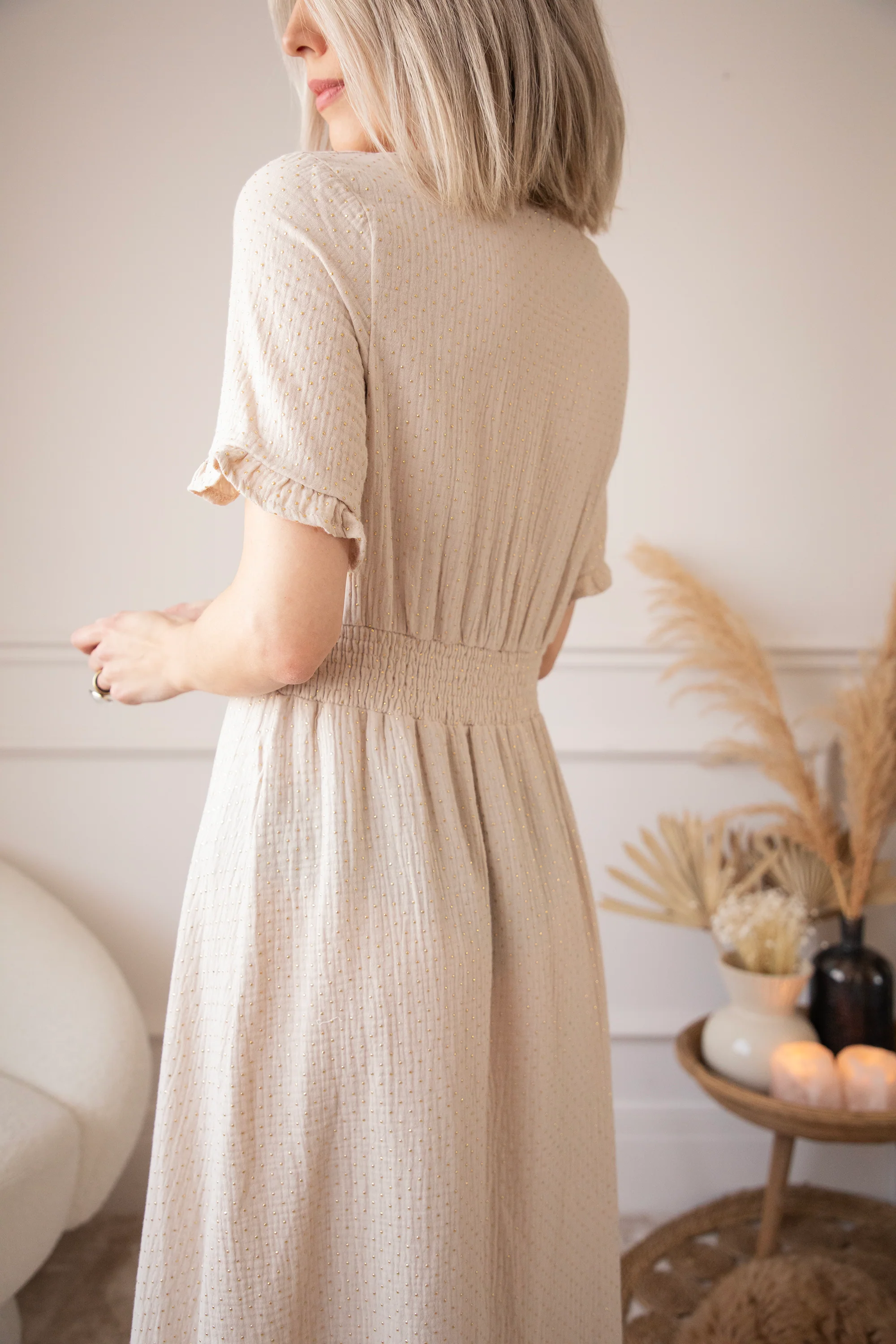 Gold Dots Beige - Maxi Jurk - Image 6